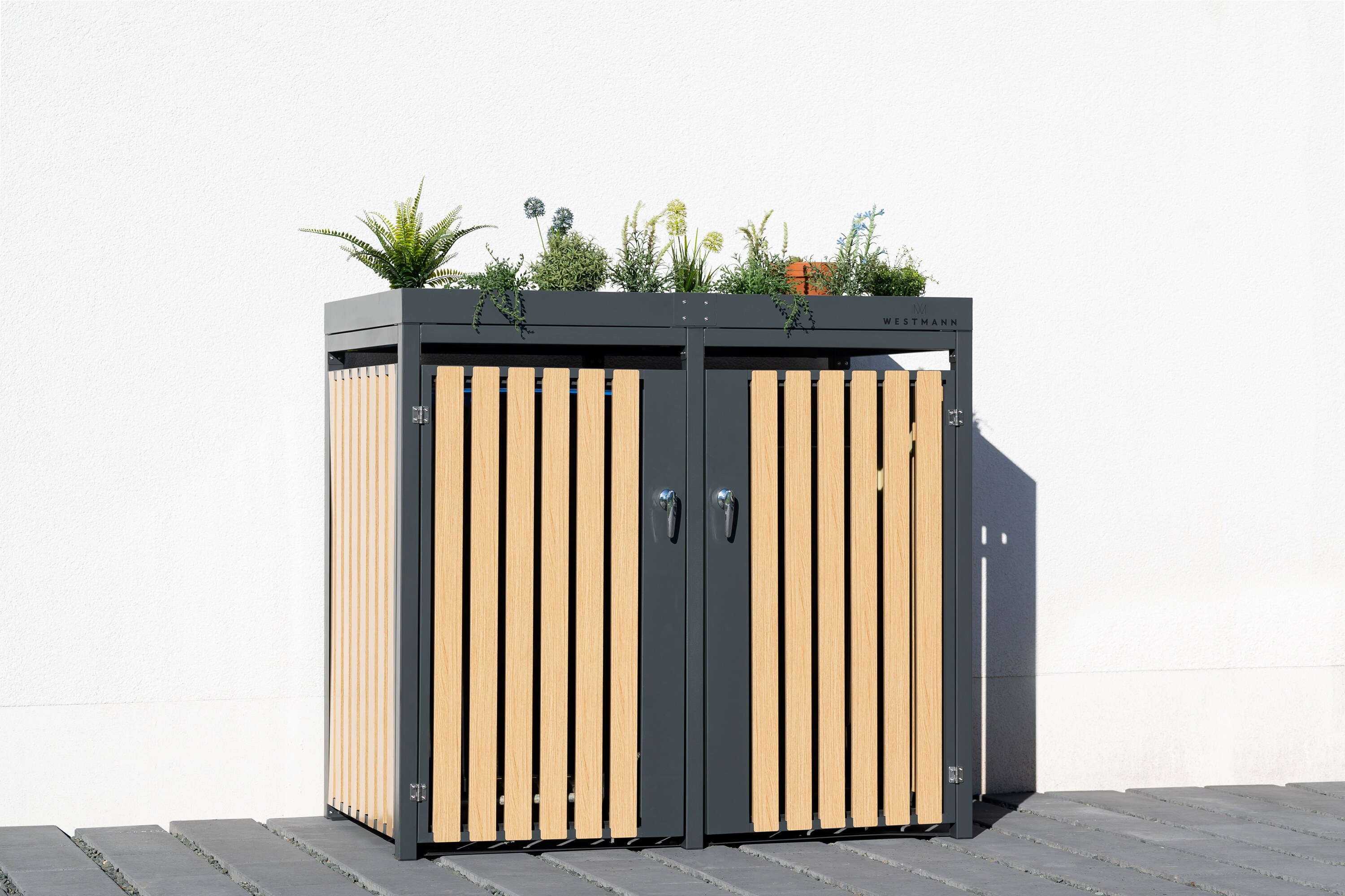 Westmann M&uuml;lltonnenbox und Ger&auml;tebox  inkl. Pflanzkastendach versch. Ausf&uuml;hrungen 
