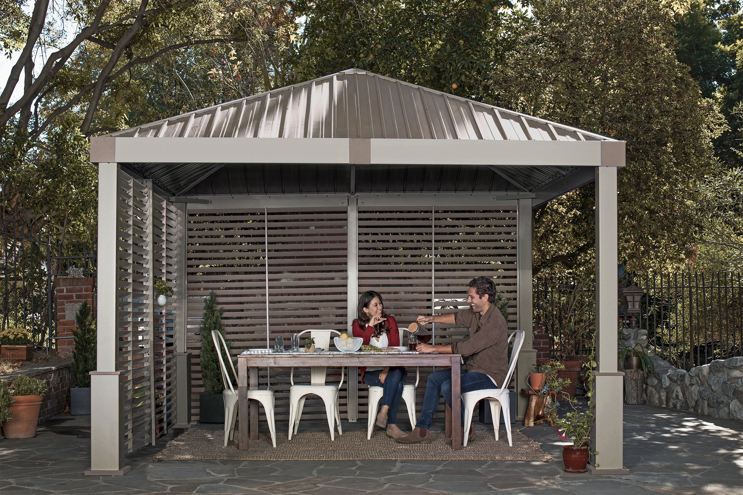 Sojag Aluminium Pavillon Nanda 12x12 Champagner/Taupe 