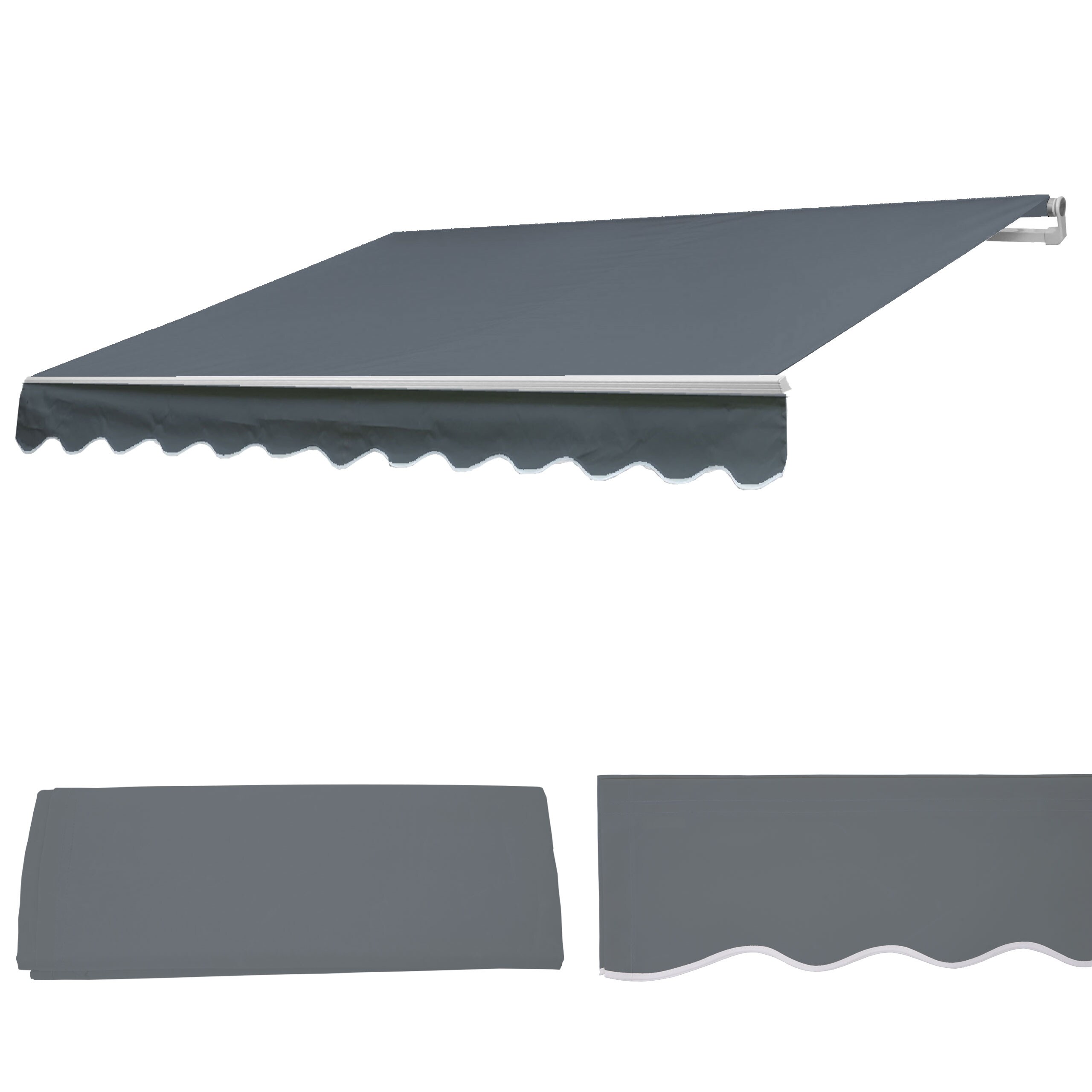 Ersatz-Bezug f&uuml;r Markise H790, Gelenkarmmarkise Ersatzbezug Sonnenschutz, 4x3m ~ Acryl grau 