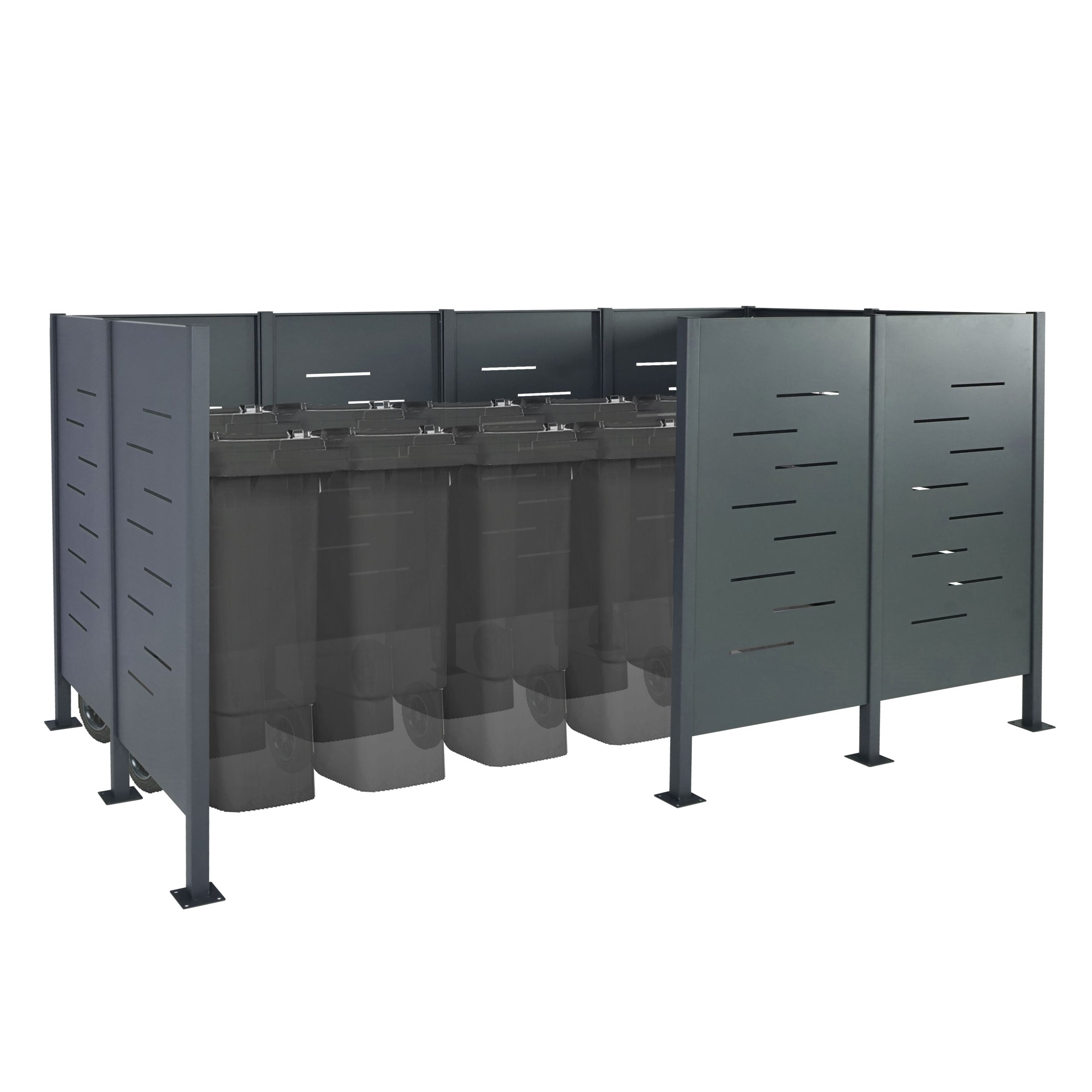 M&uuml;lltonnen-Zaun MCW-J55, M&uuml;lltonnenverkleidung M&uuml;lltonnenaufbewahrung, 151x326x166 Metall ~ anthrazit 