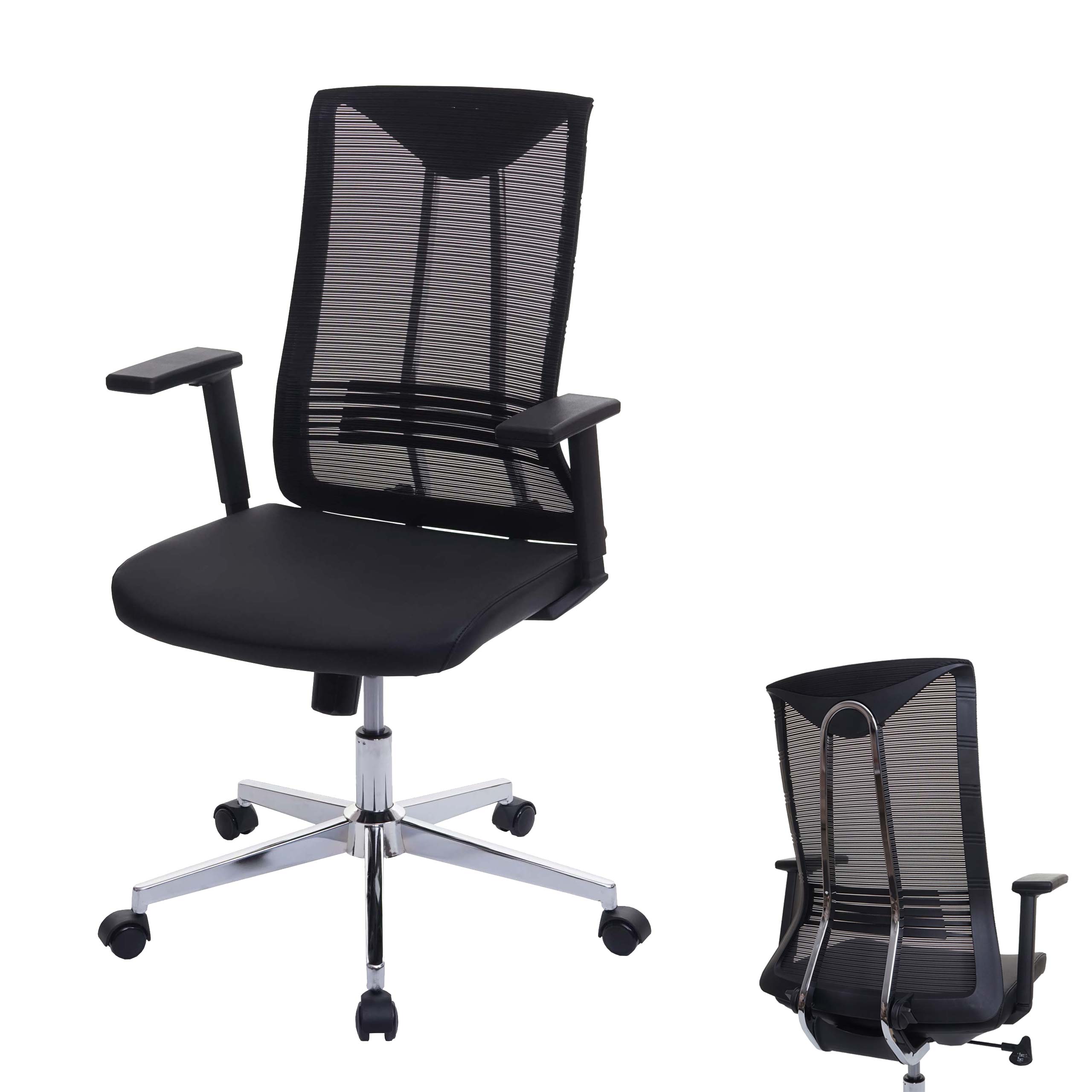 B&uuml;rostuhl MCW-J53, Drehstuhl Schreibtischstuhl, ergonomisch Kunstleder ~ schwarz 