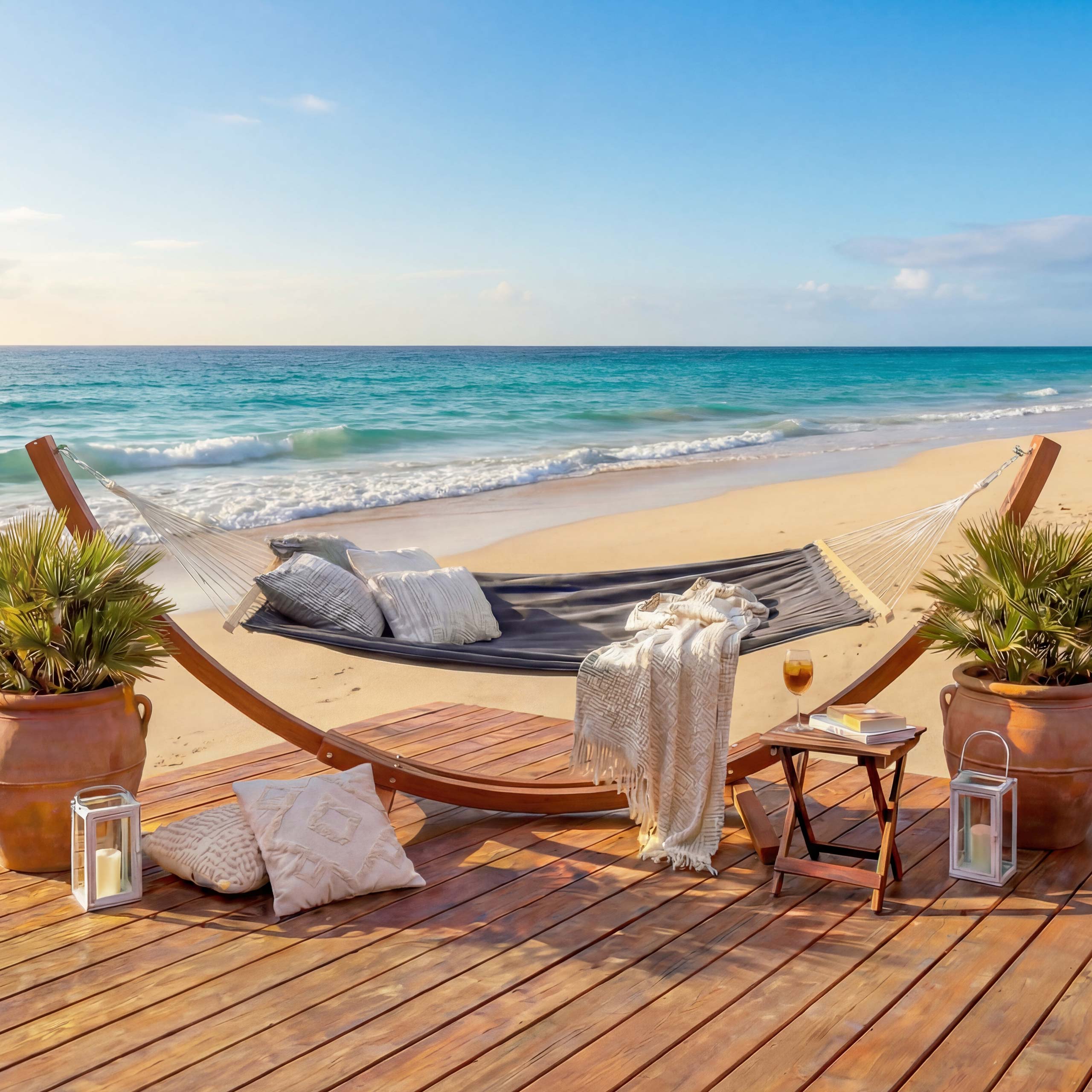 H&auml;ngematte mit Gestell MCW-J46, H&auml;ngeschaukel, bis 200kg Holzgestell MVG-zertifiziert 320cm ~ braun, Matte grau 