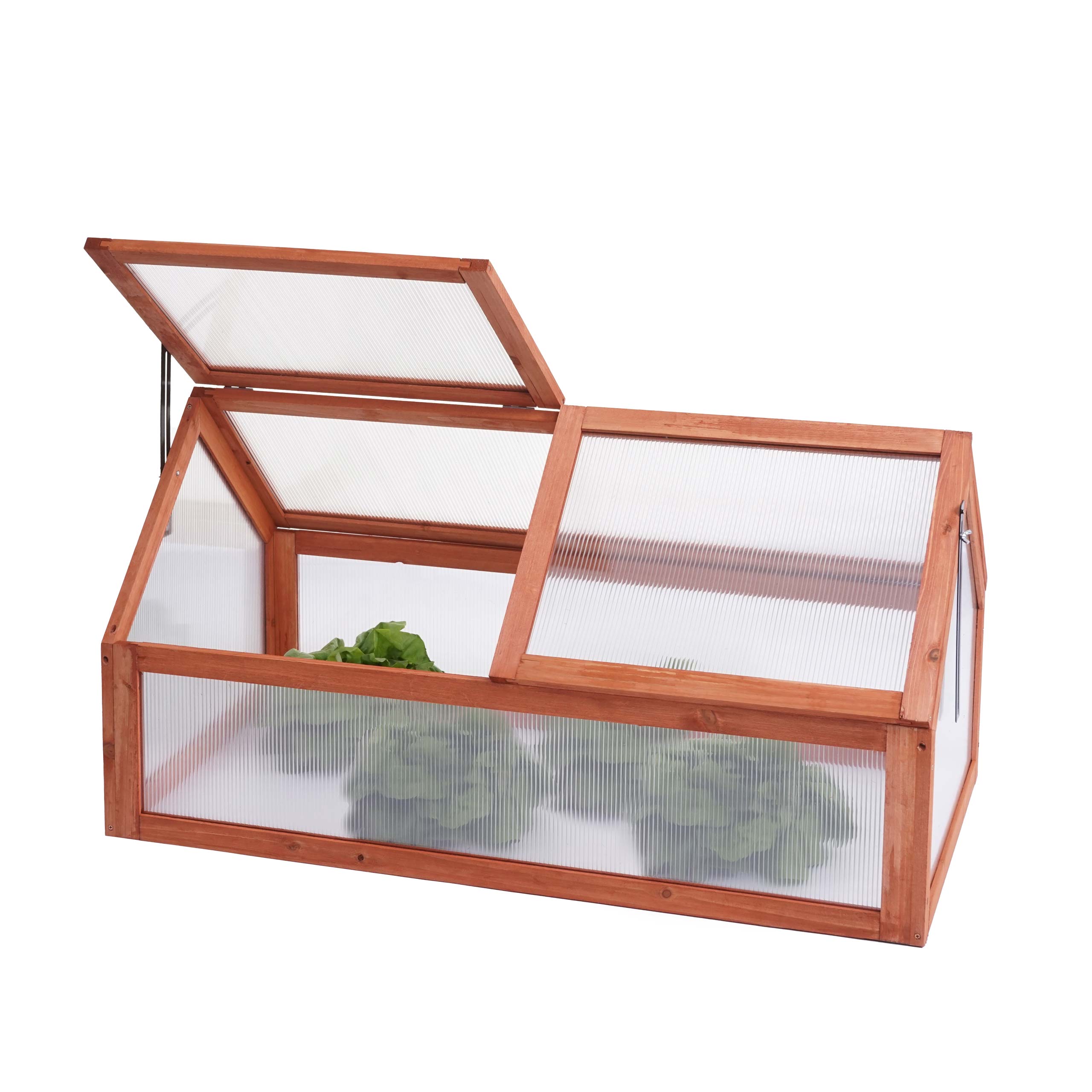 Fr&uuml;hbeet MCW-J45, Gew&auml;chshaus Treibhaus Pflanzbeet, MVG zertifiziert Holz stufenlos verstellbar 108x57x54cm ~ braun 