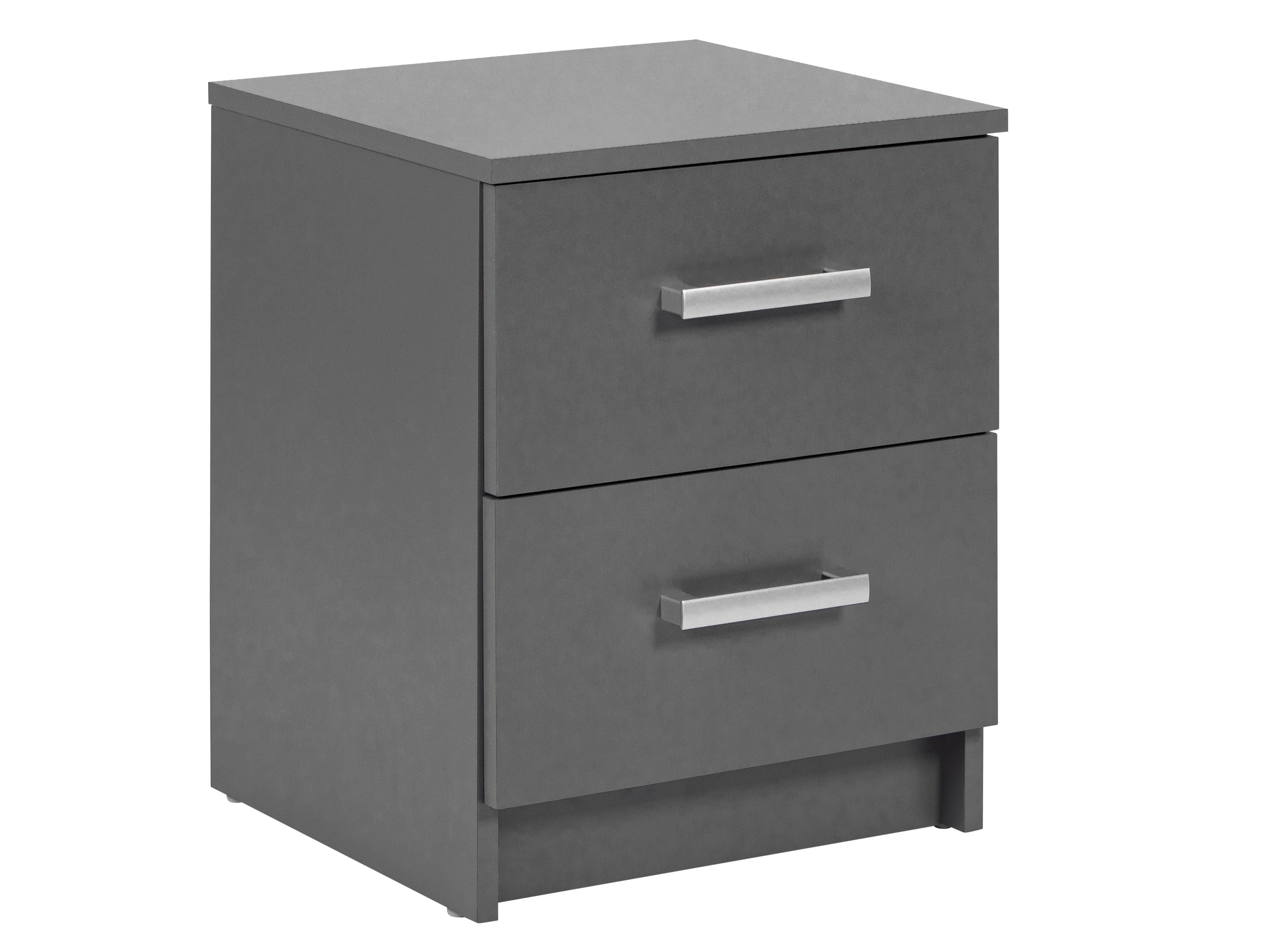 Inter Link Nachttisch Elenzio 2 Schubladen grau - versch. Ausf&uuml;hrungen 