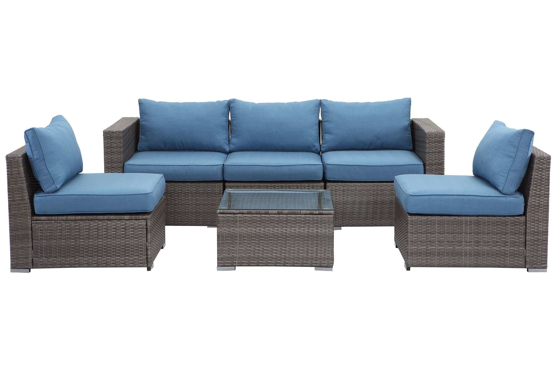 5-Sitzer Lounge-Set Polyrattan Sitzgruppe 