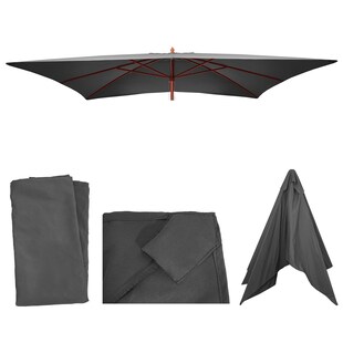 Ersatz-Bezug für Holz-Sonnenschirm Lissabon 2x3m, Sonnenschirmbezug Gartenschirmbezug ~ anthrazit 