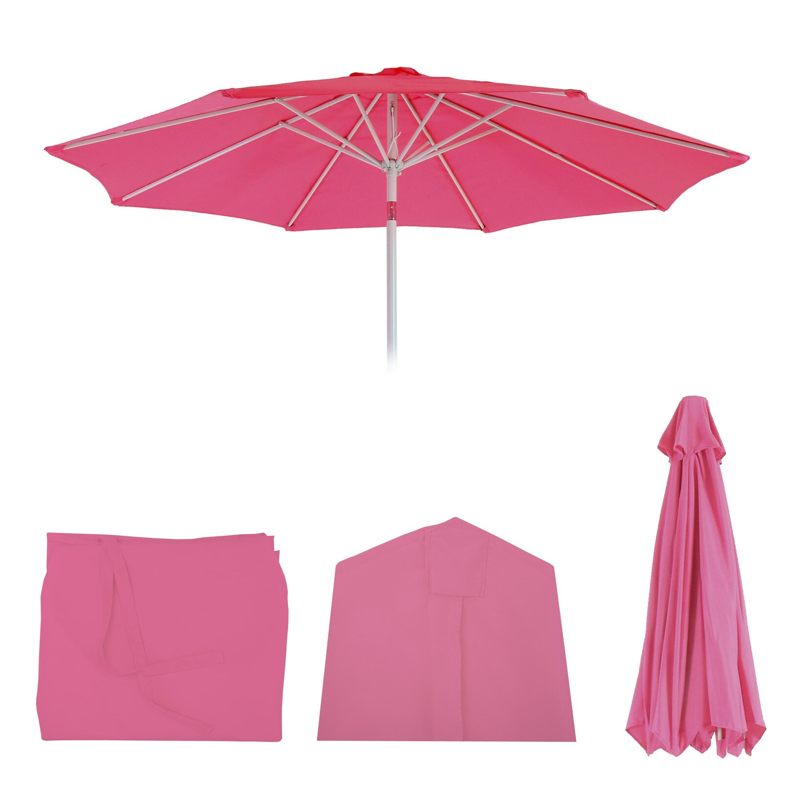 Ersatz-Bezug für Sonnenschirm Asti, Sonnenschirmbezug Ersatzbezug, Ø 3m Stoff/Textil ~ pink