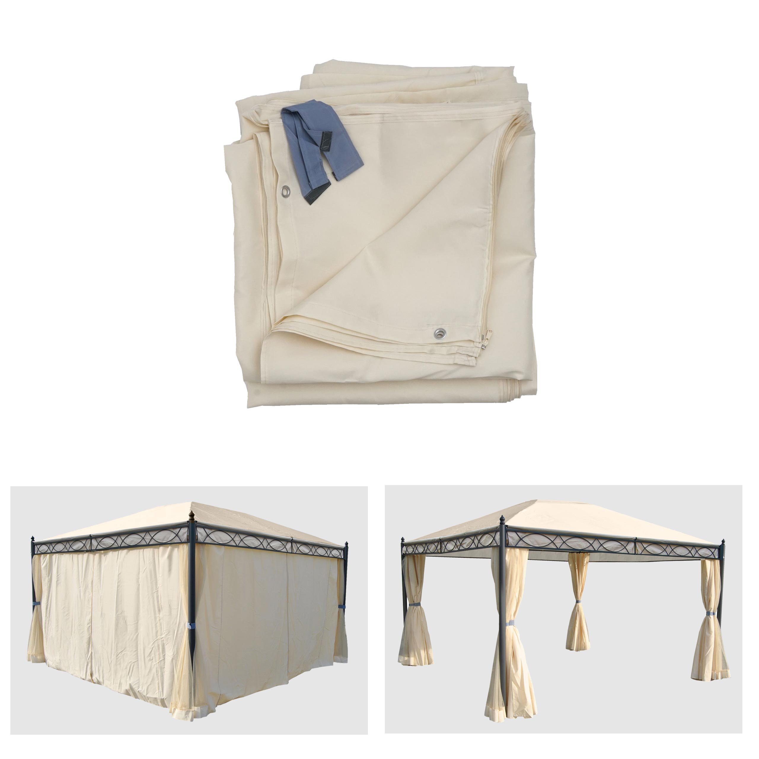 4er-Set Seitenwand f&uuml;r Pergola Calpe, Ersatzseitenwand Pavillon 4x3m, Polyester ~ creme 