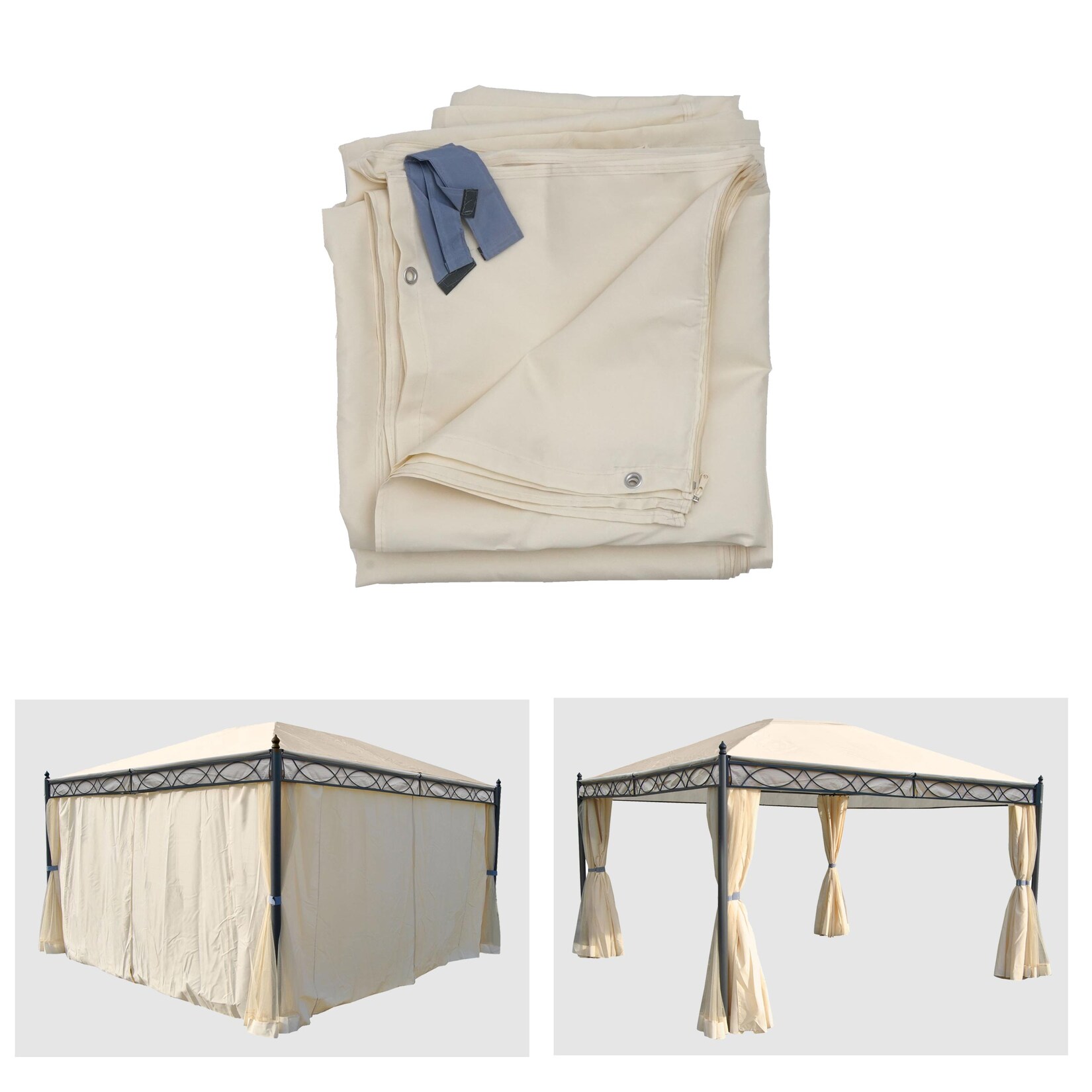 4er-Set Seitenwand für Pergola Calpe, Ersatzseitenwand Pavillon 4x3m, Polyester ~ creme
