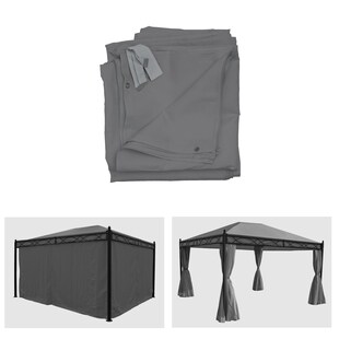 4er-Set Seitenwand für Pergola Calpe, Ersatzseitenwand Pavillon 4x3m, Polyester ~ grau 
