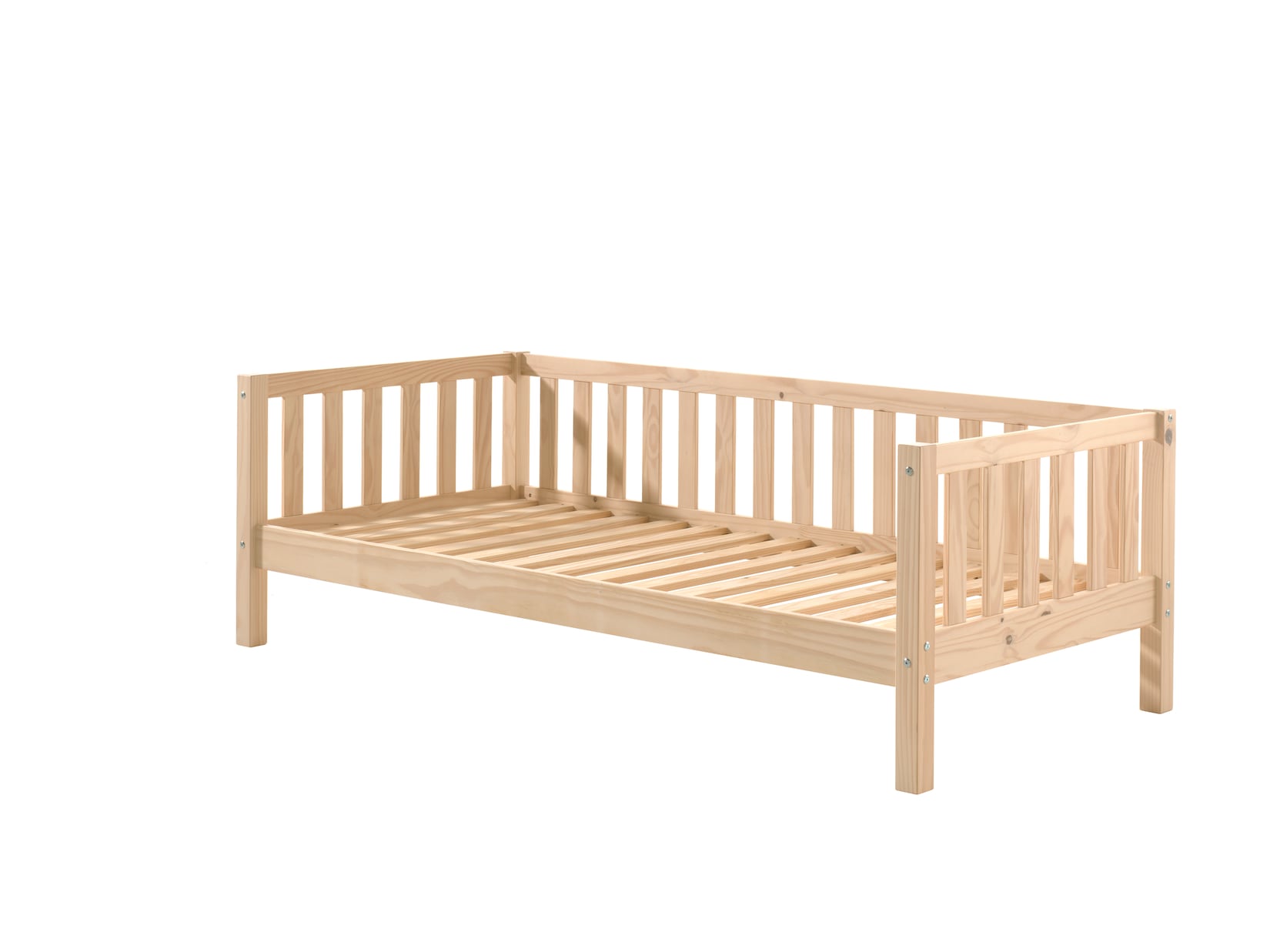 Kojen Bett Fritz mit Sprossenumrandung u. Rolllattenrost, Liegefläche 90 x 200, versch. Ausführungen, Milky White lackiert