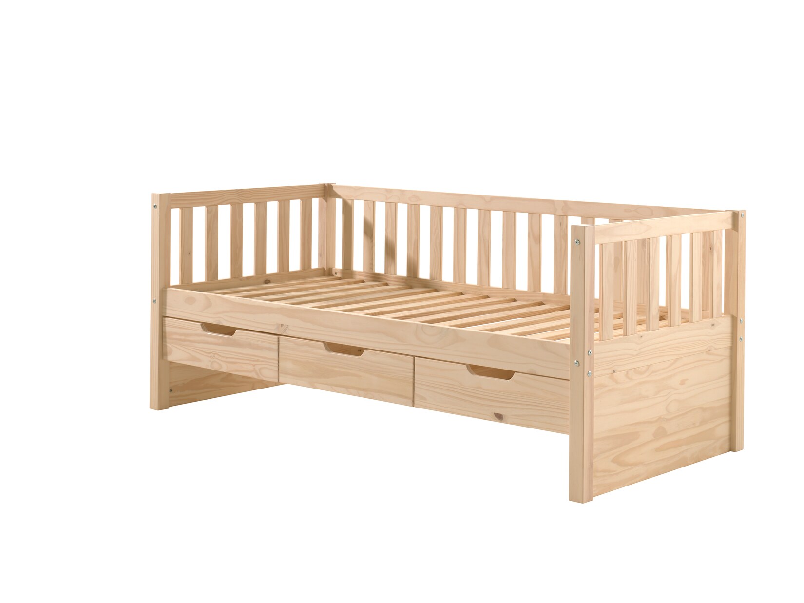 Kojen Bett Fritz mit Sprossenumrandung, 3 Schubladen u. Rolllattenrost, Liegefläche 90 x 200,versch. Ausführungen, Milky White lackiert