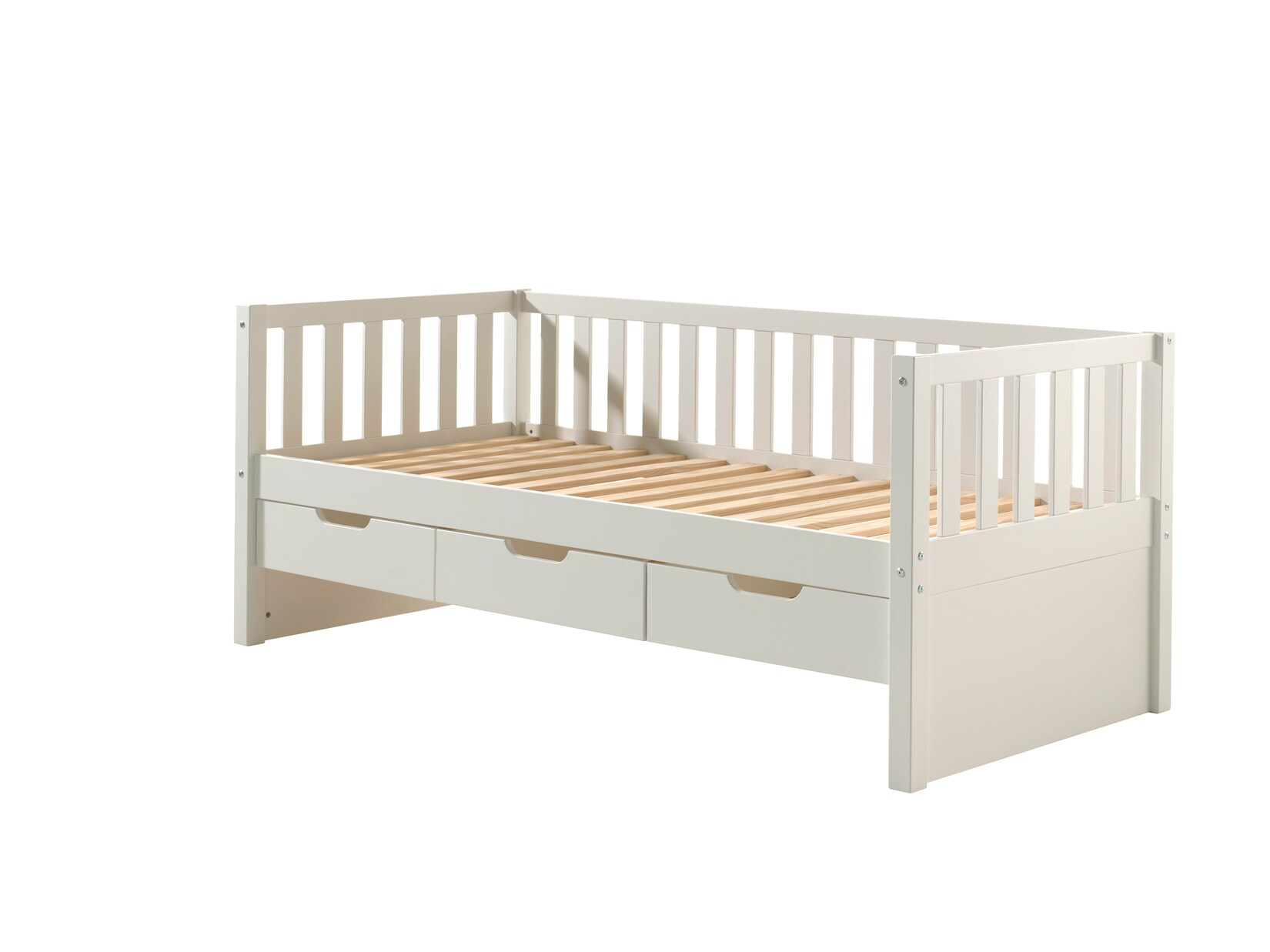 Kojen Bett Fritz mit Sprossenumrandung, 3 Schubladen u. Rolllattenrost, Liegefläche 90 x 200,versch. Ausführungen