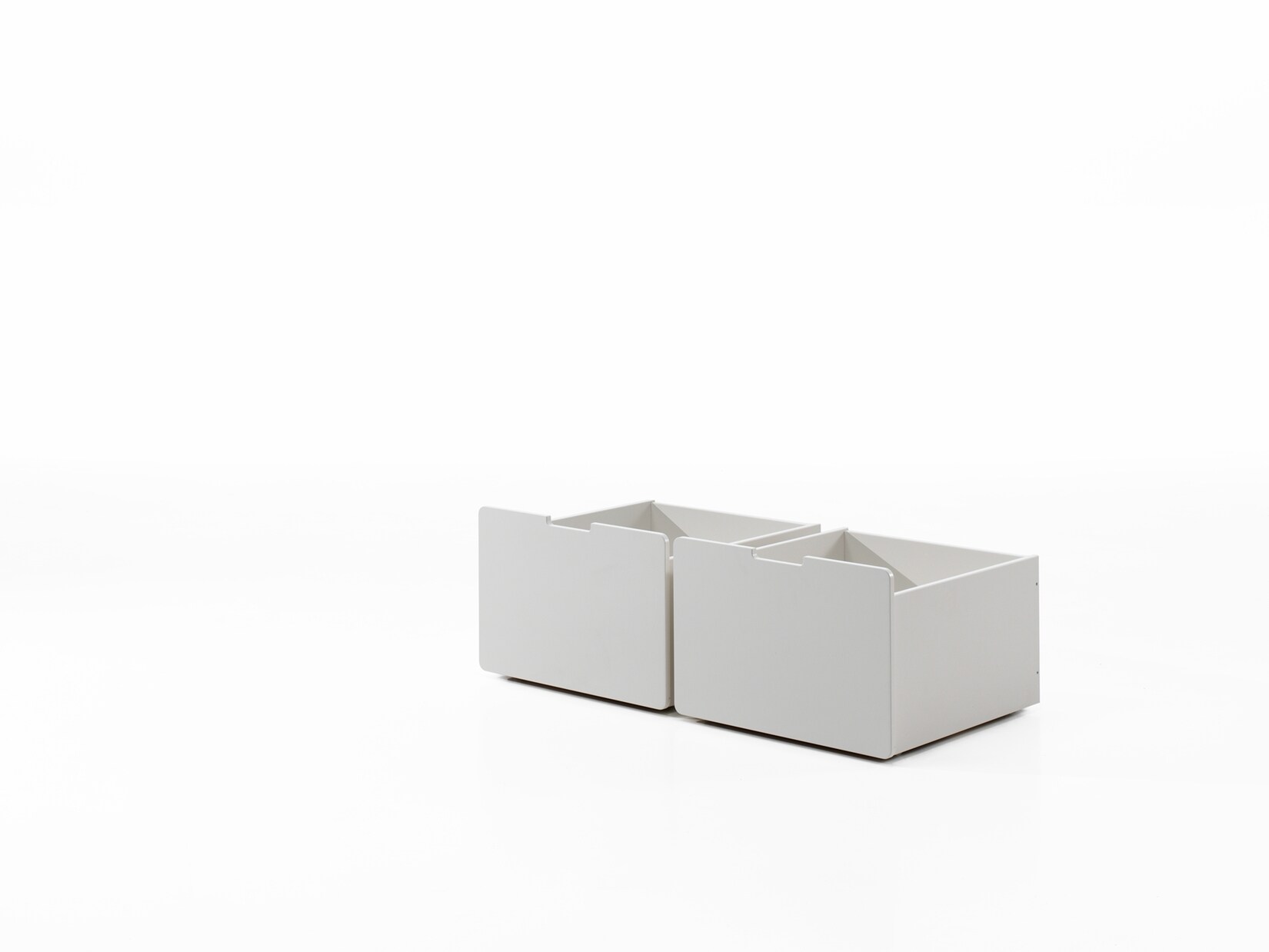 Schubladen-Set, best. aus 2 Schubkästen auf Rollen, MDF weiß lackiert