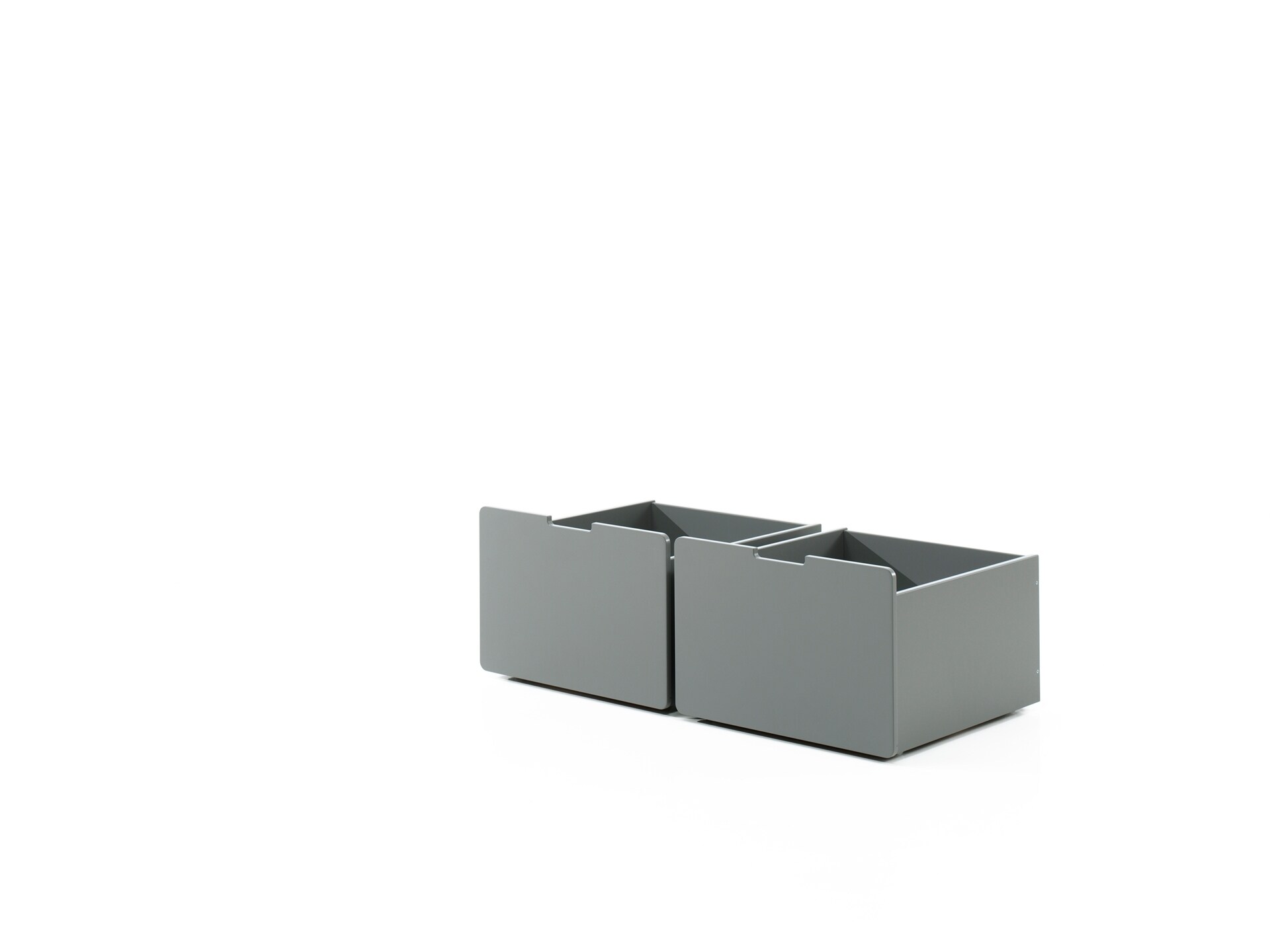 Schubladen-Set, best. aus 2 Schubk&auml;sten auf Rollen, MDF grau lackiert 