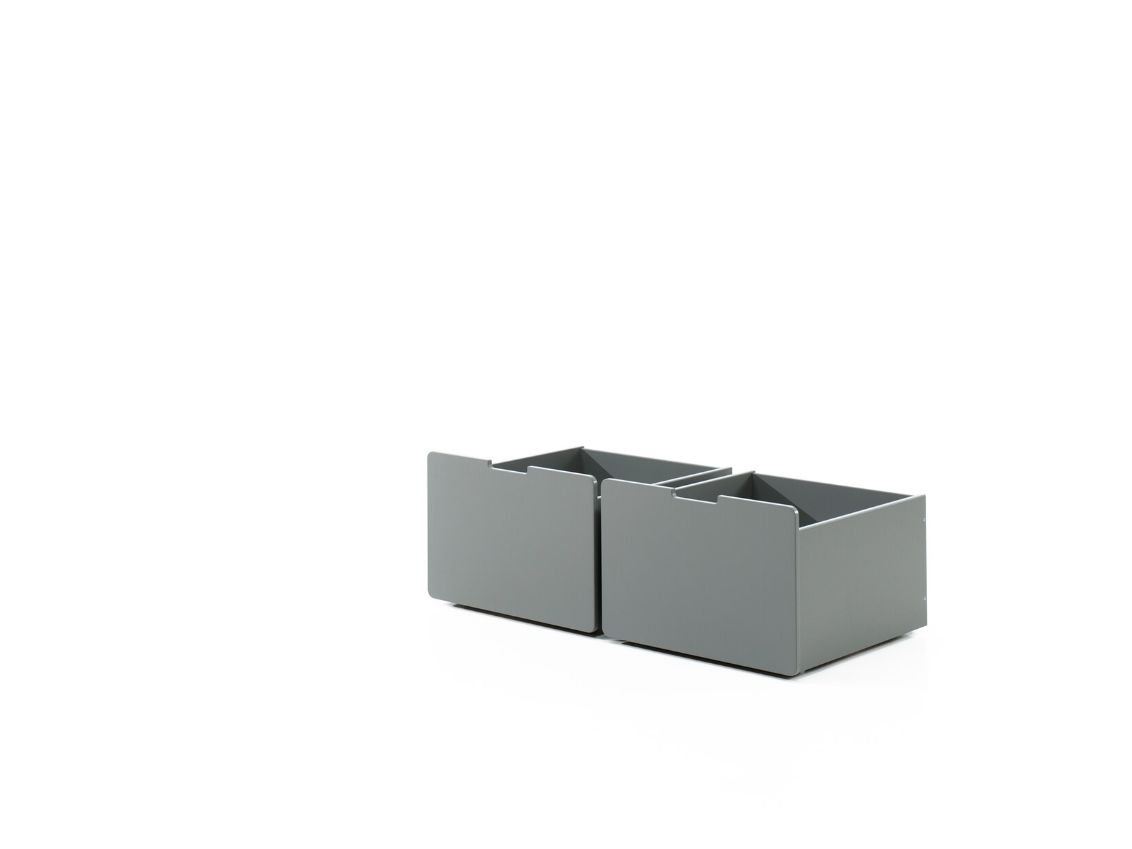 Schubladen-Set, best. aus 2 Schubkästen auf Rollen, MDF grau lackiert