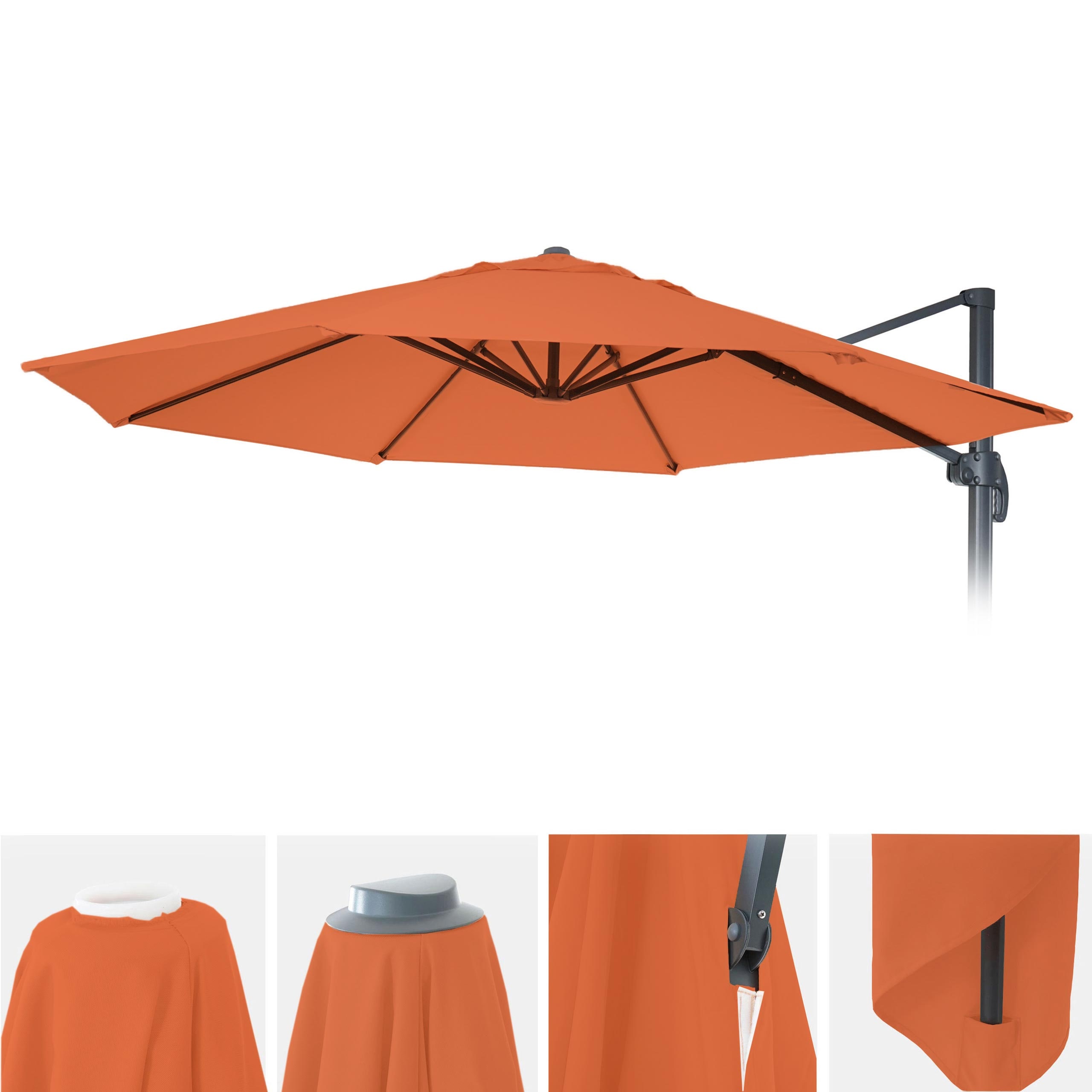 Sonnenschirmbezug MCW-A96, 8 Streben rund &Oslash;3m 220g/m&sup2; Polyester, Ersatz-Bezug z.B. f&uuml;r Ampelschirm MCW-A96 ~ terracotta 