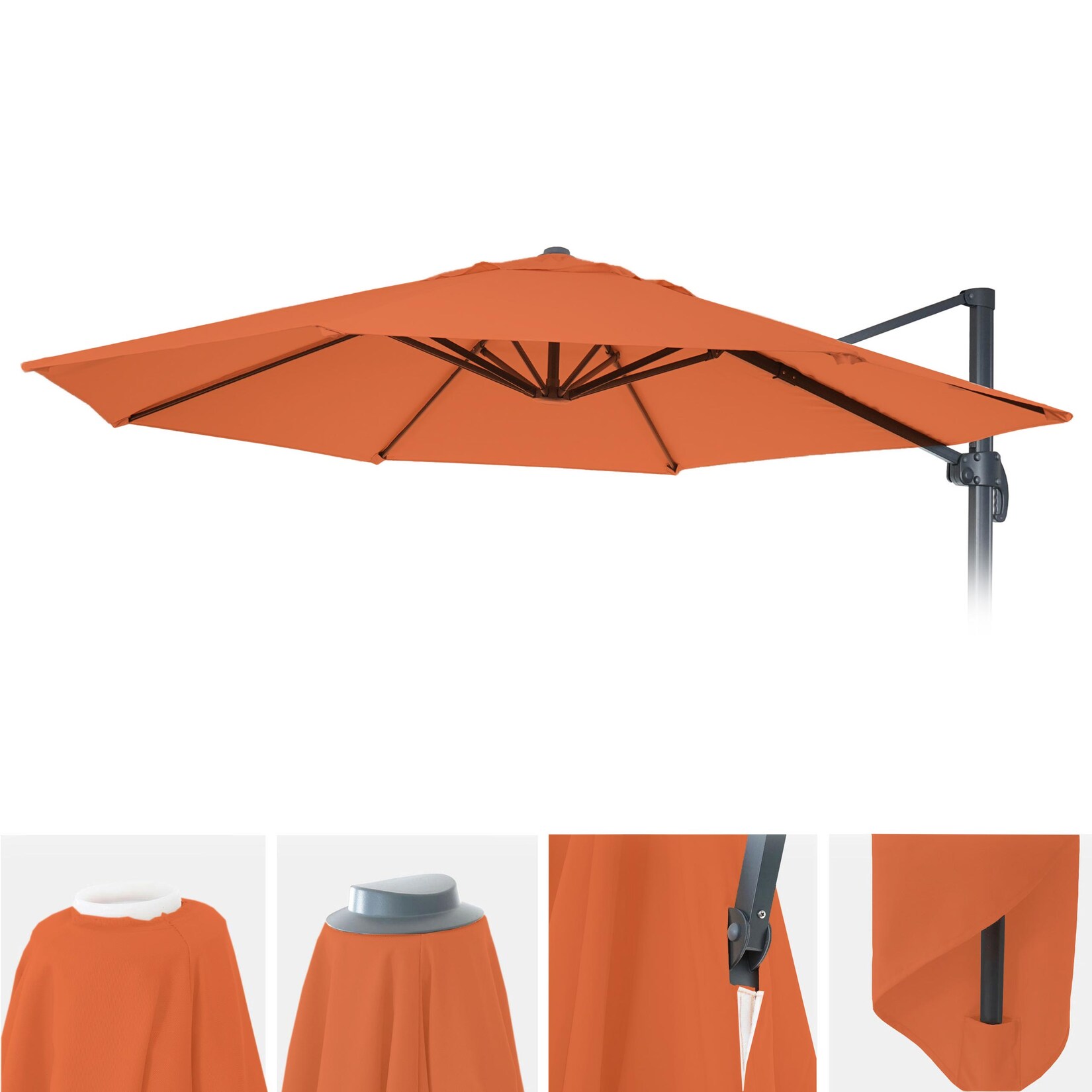Sonnenschirmbezug MCW-A96, 8 Streben rund Ø3m 220g/m² Polyester, Ersatz-Bezug z.B. für Ampelschirm MCW-A96 ~ terracotta
