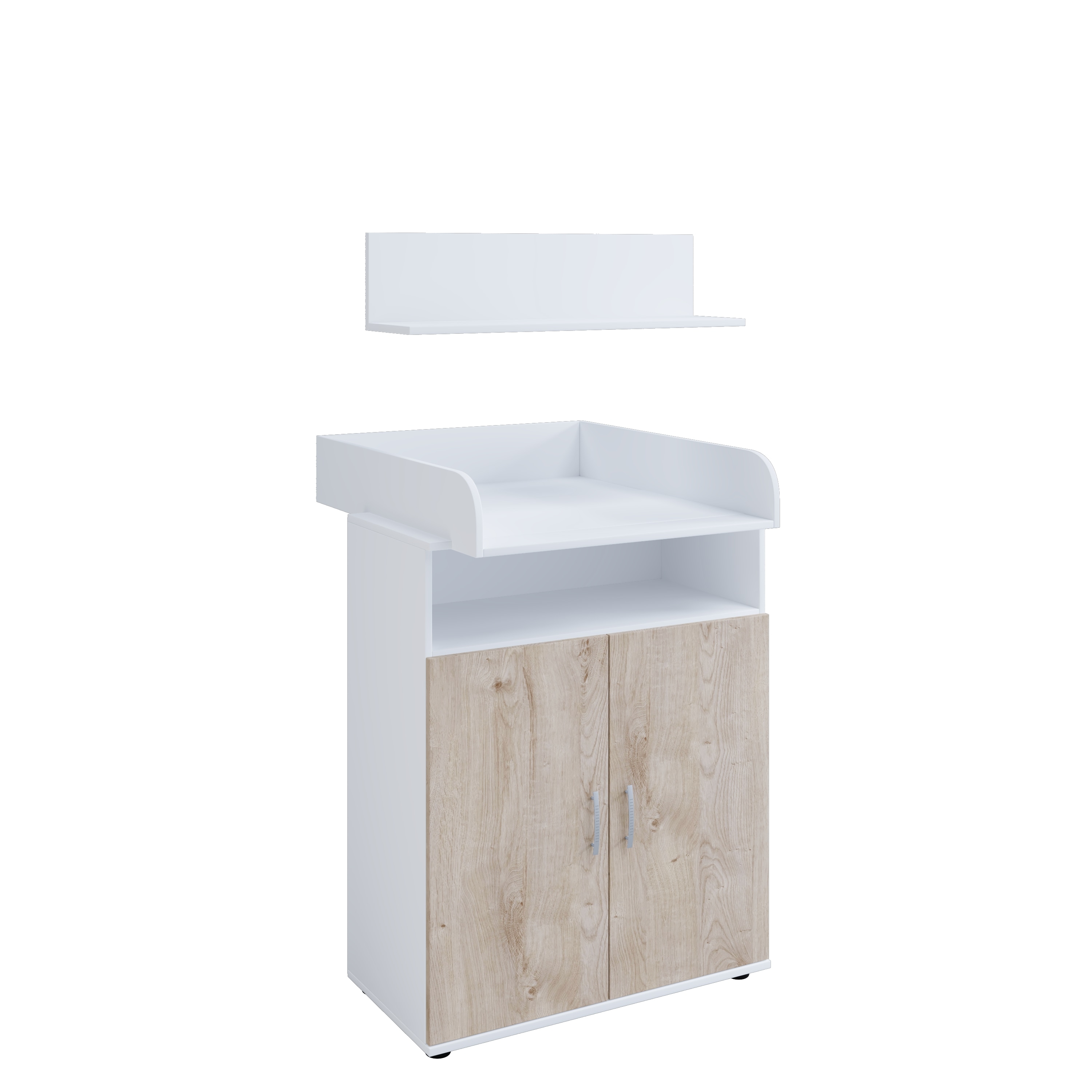 nonjoo. Babyzimmer Hanna Kommode mit Wickelaufsatz und Wandboard 