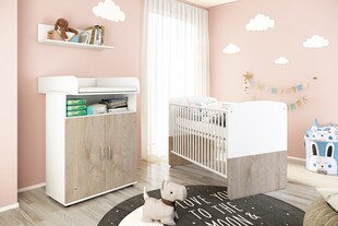 nonjoo. Babyzimmer Hanna Set 1: best. aus Babybett, Kommode, Wickelaufsatz und Wandboard 