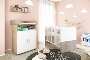 nonjoo. Babyzimmer Lani Set 1: best. aus Babybett, Kommode, Wickelaufsatz und Wandboard 