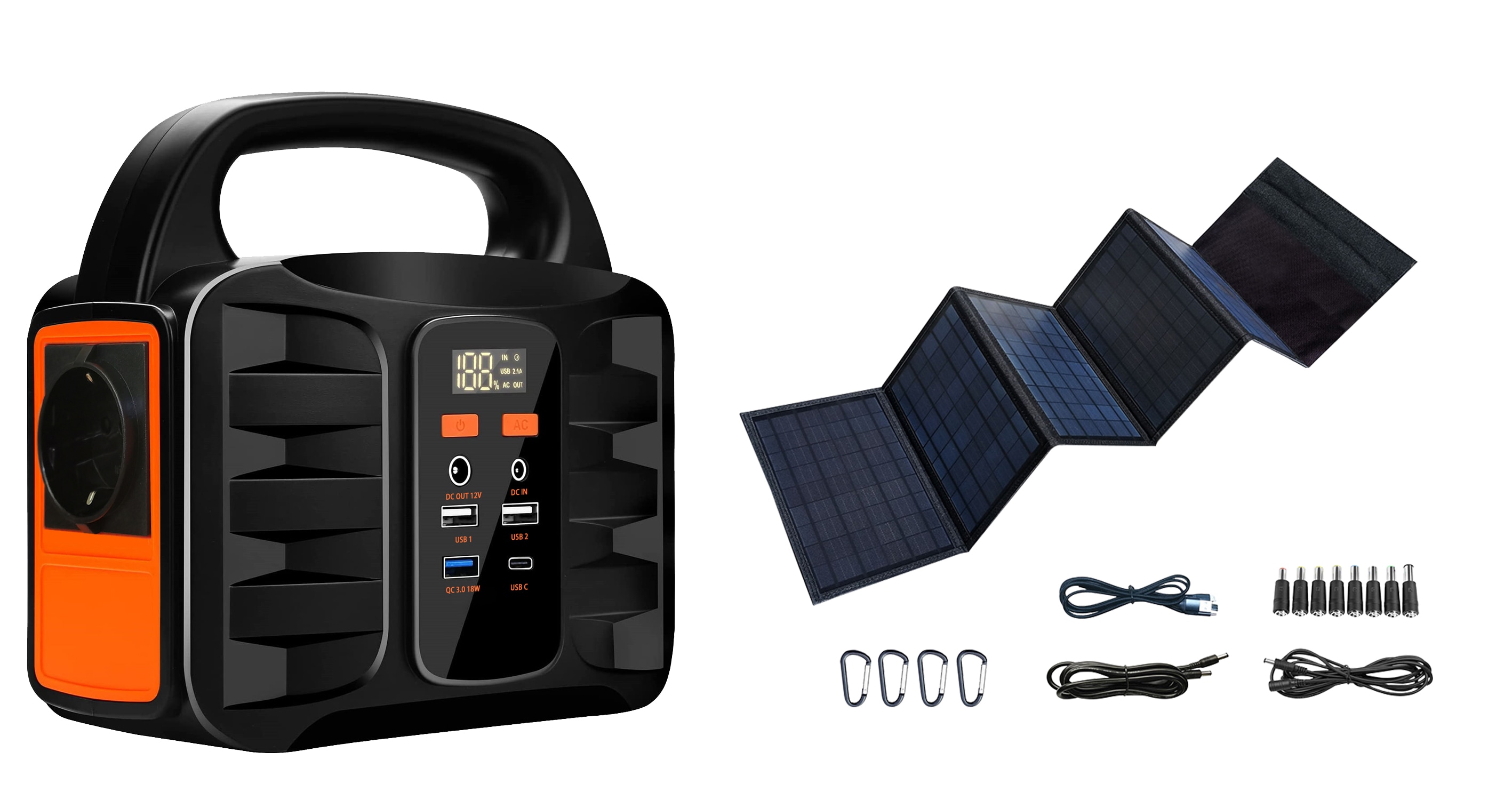Denver PPS-42000 Tragbare Power Station mit eingebautem Solarpanel 42000 mAH (155wh) 