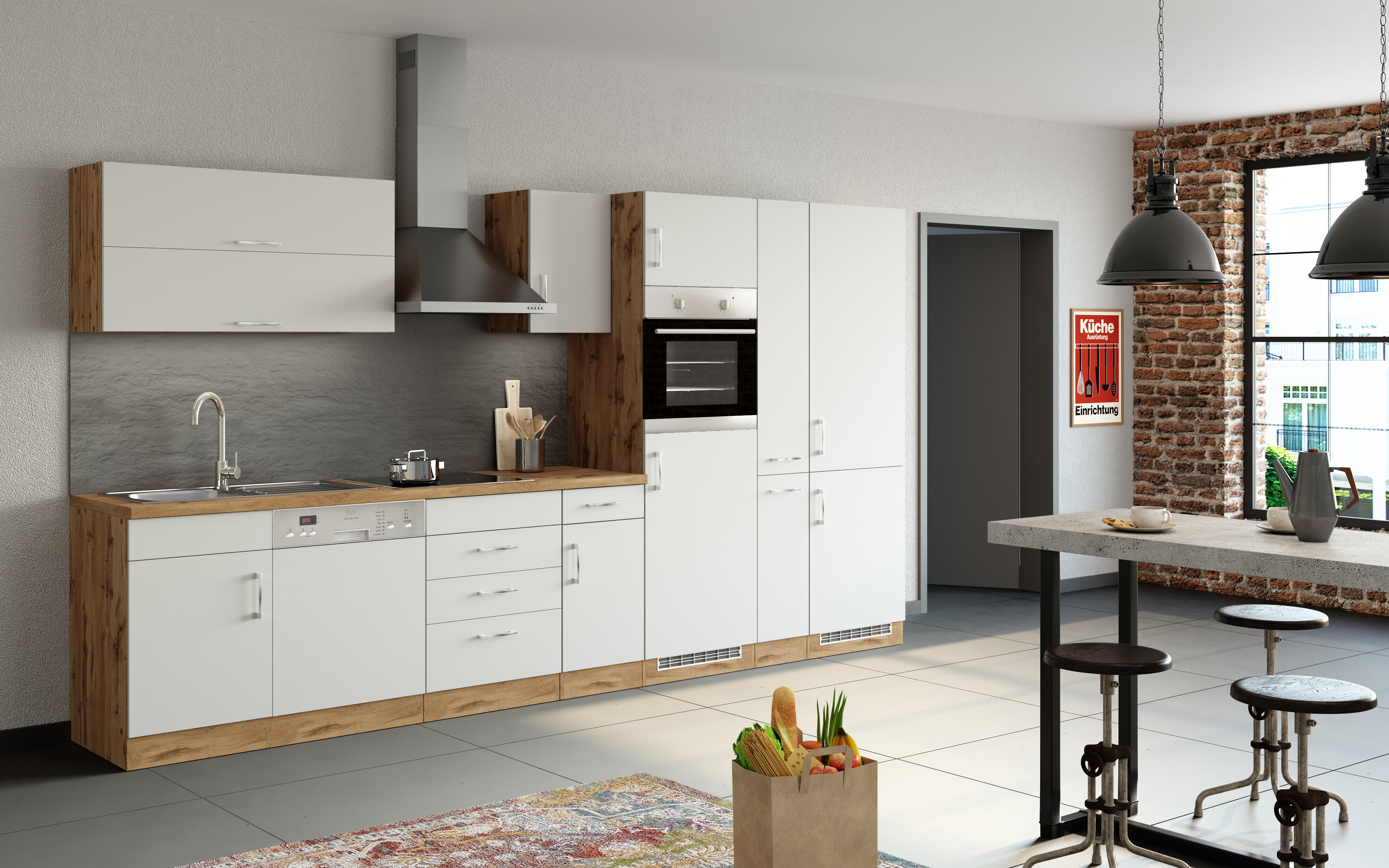 HELD K&uuml;chenzeile 360cm, Klappenh&auml;nger, ohne Einbauger&auml;te, versch. Farben 