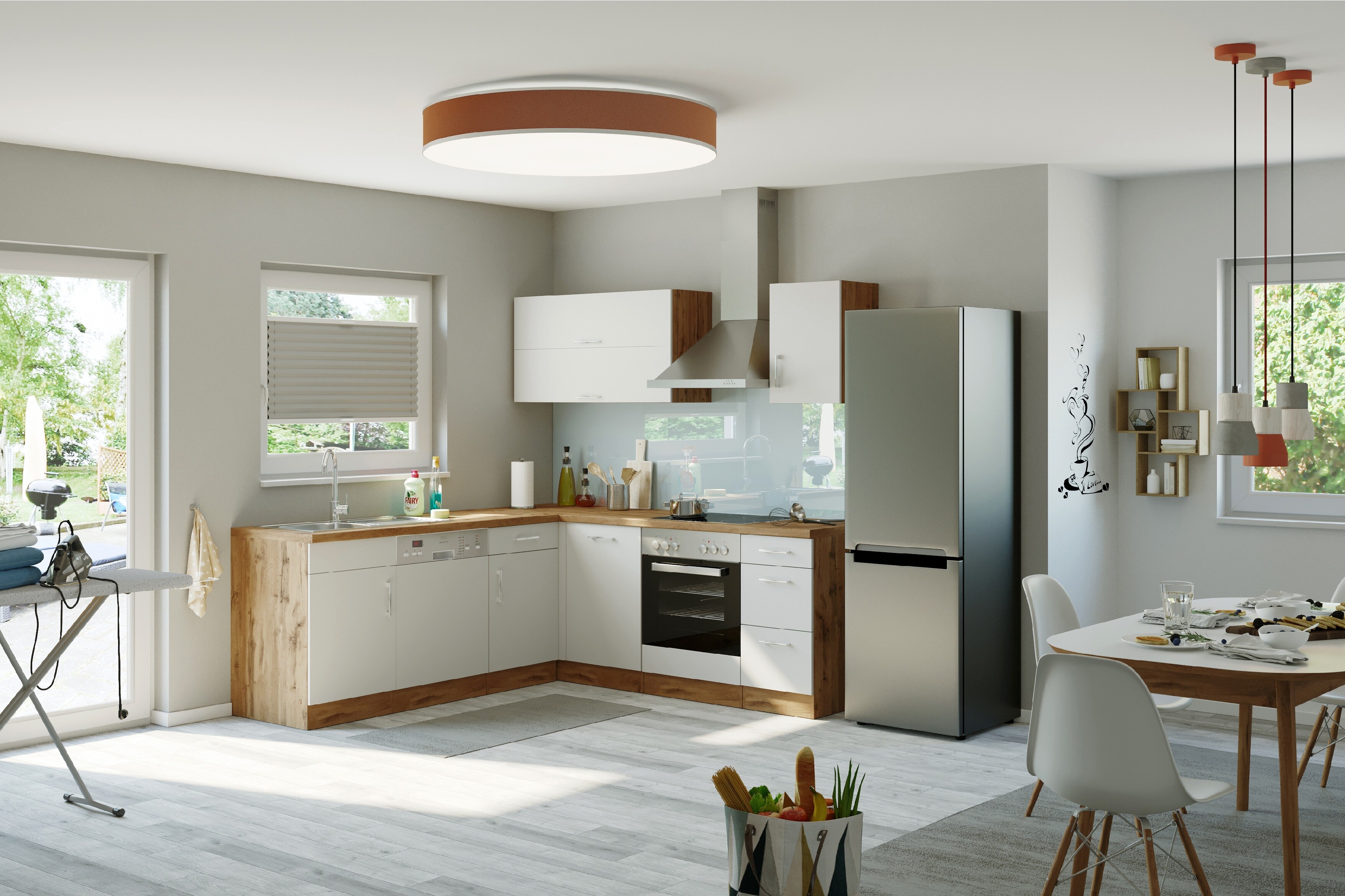 HELD Winkelk&uuml;che 210x210cm, Klappenh&auml;nger, mit Einbauger&auml;ten, versch. Farben 