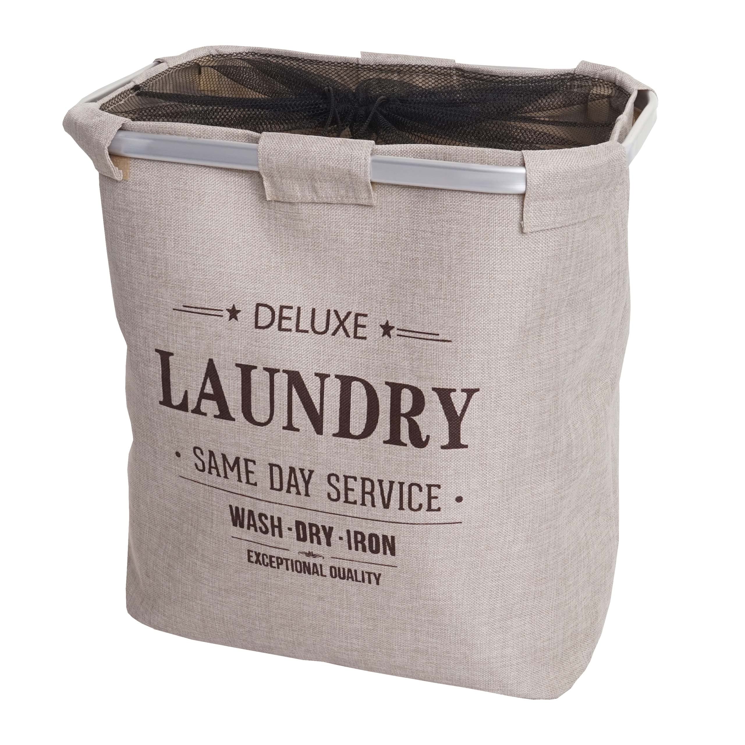 W&auml;schesammler MCW-C34, Laundry W&auml;schebox W&auml;schekorb W&auml;schebeh&auml;lter mit Netz, 1 Fach 56x49x30cm 82l ~ beige 