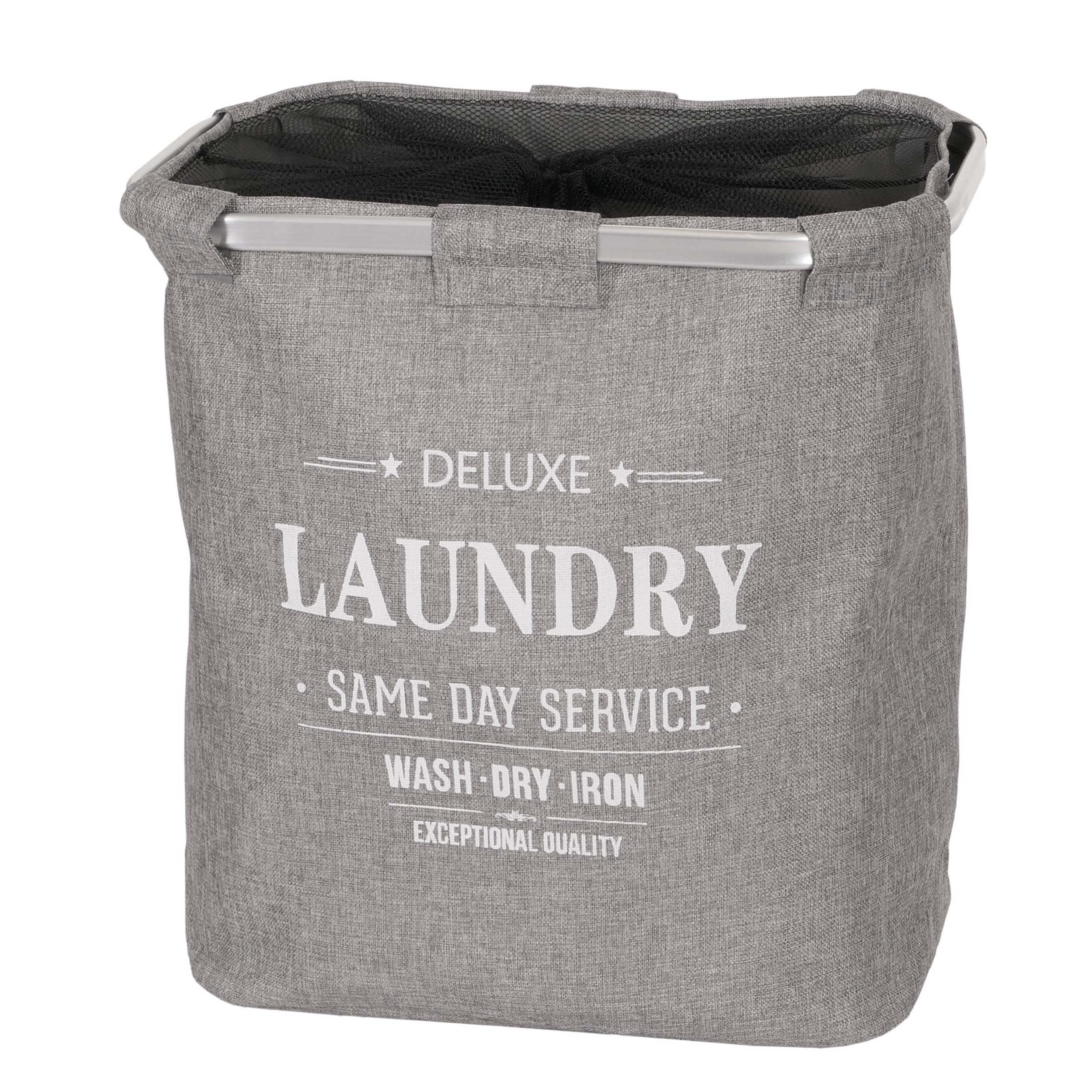 W&auml;schesammler MCW-C34, Laundry W&auml;schebox W&auml;schekorb W&auml;schebeh&auml;lter mit Netz, 1 Fach 56x49x30cm 82l ~ grau 