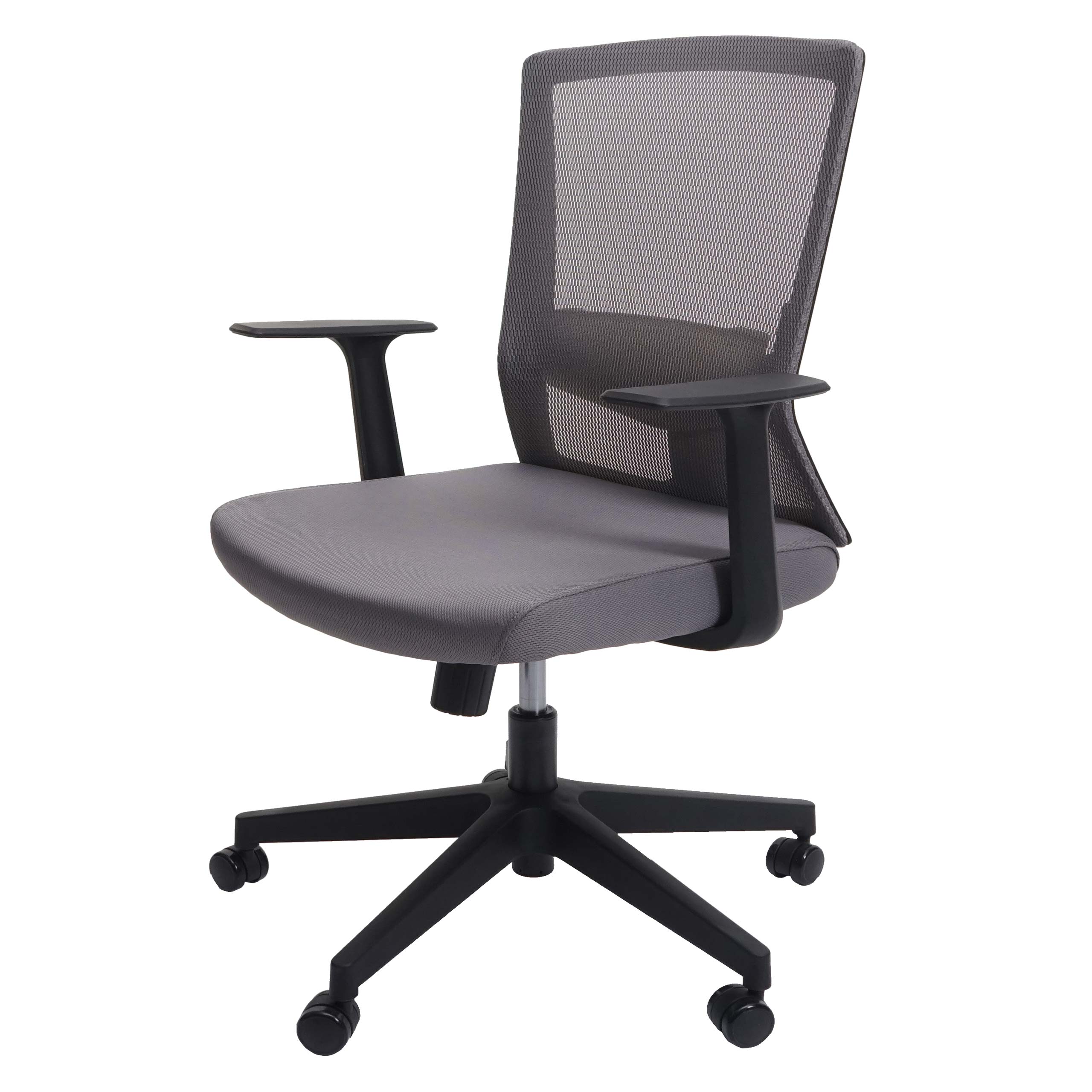 B&uuml;rostuhl MCW-J90, Schreibtischstuhl, ergonomische S-f&ouml;rmige R&uuml;ckenlehne, verstellbare Taillenst&uuml;tze ~ grau 