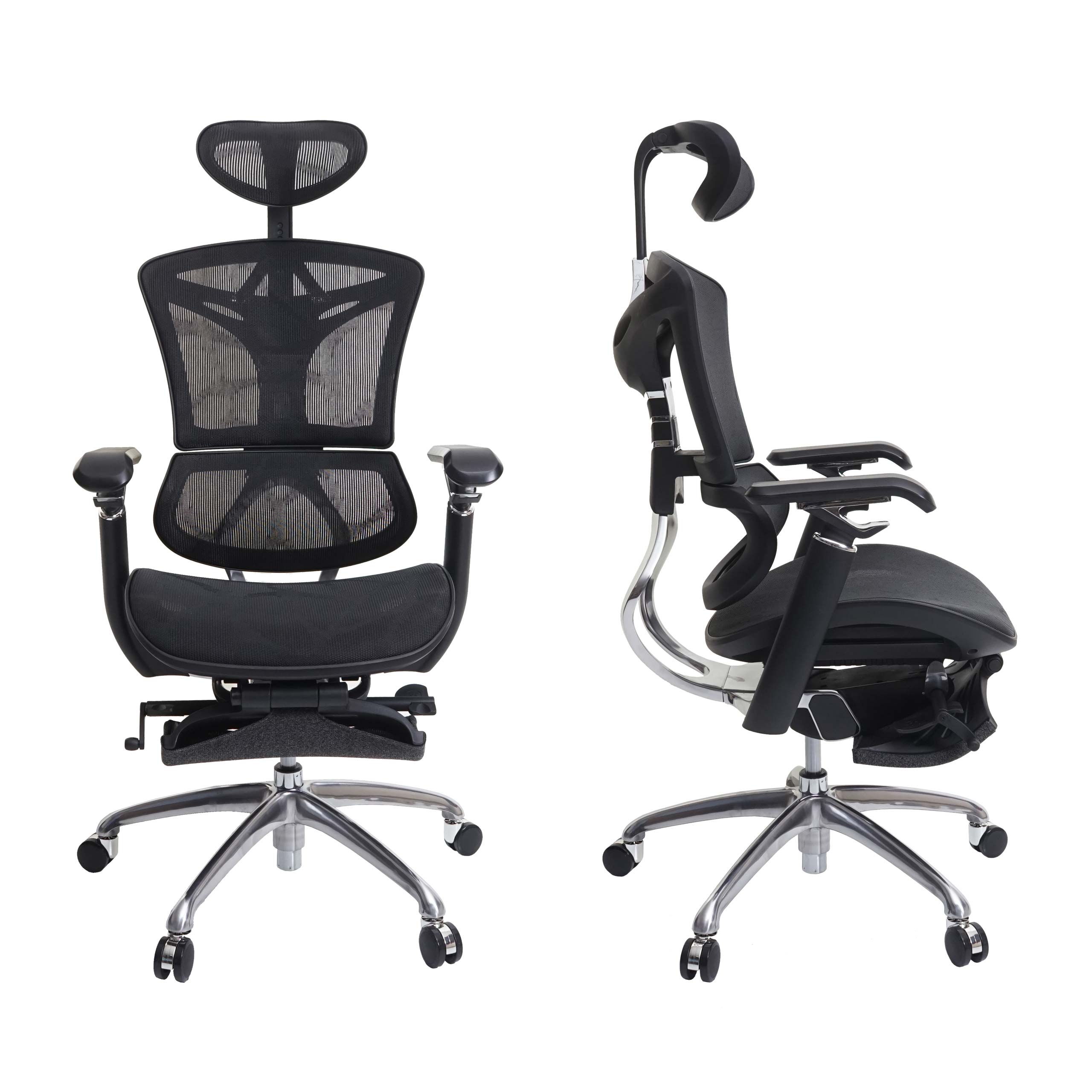 SIHOO B&uuml;rostuhl Schreibtischstuhl, ergonomisch, Fu&szlig;st&uuml;tze verstellbare Lordosenst&uuml;tze ~ schwarz 