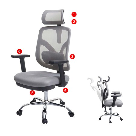 Bürostuhl MCW-J92, Schreibtischstuhl, ergonomisch, verstellbare  Lordosenstütze und Armlehne ~ grau bei Marktkauf online bestellen