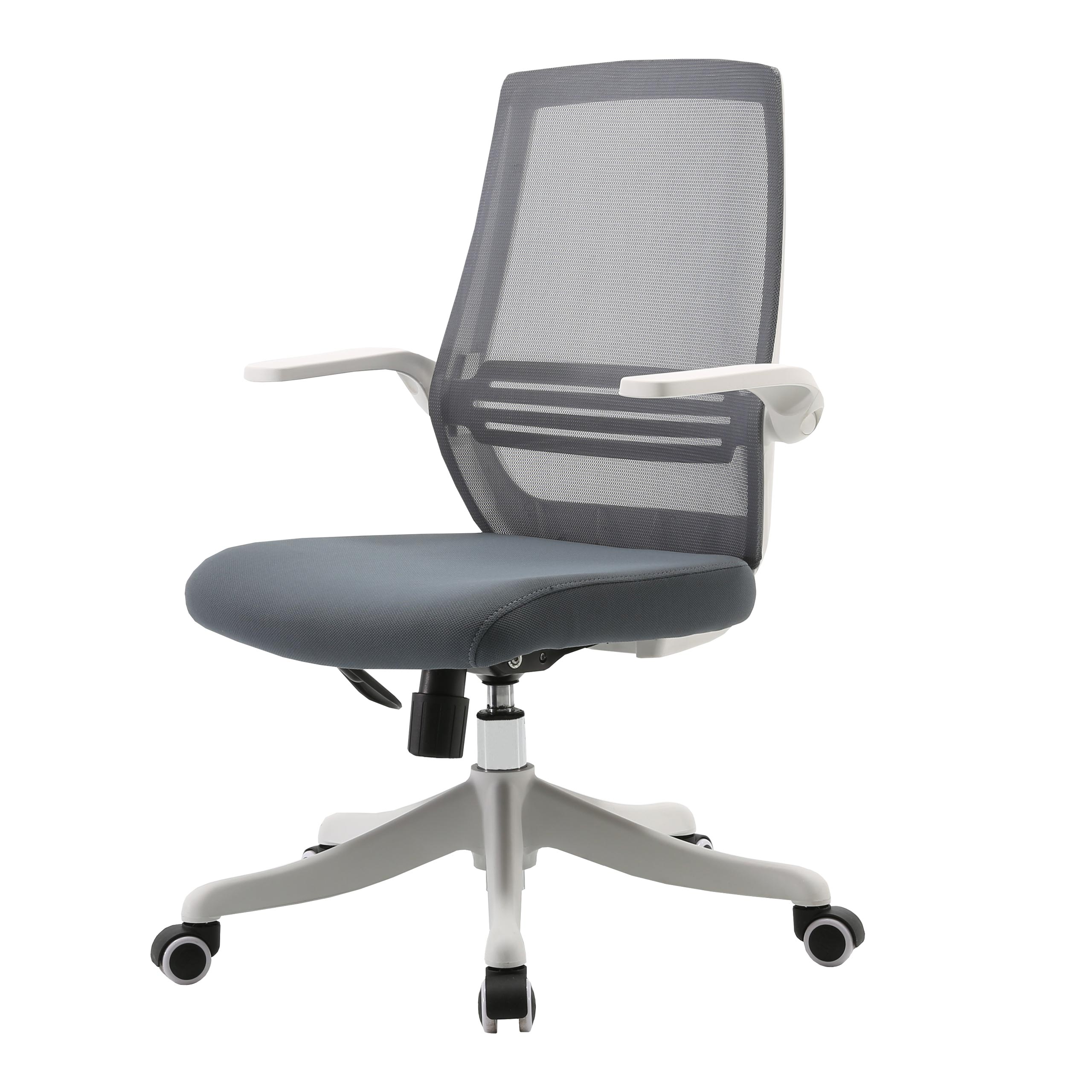 Moderner B&uuml;rostuhl MCW-J88, Schreibtischstuhl, ergonomisch atmungsaktiv, Taillenst&uuml;tze, anhebbare Armlehne ~ grau 
