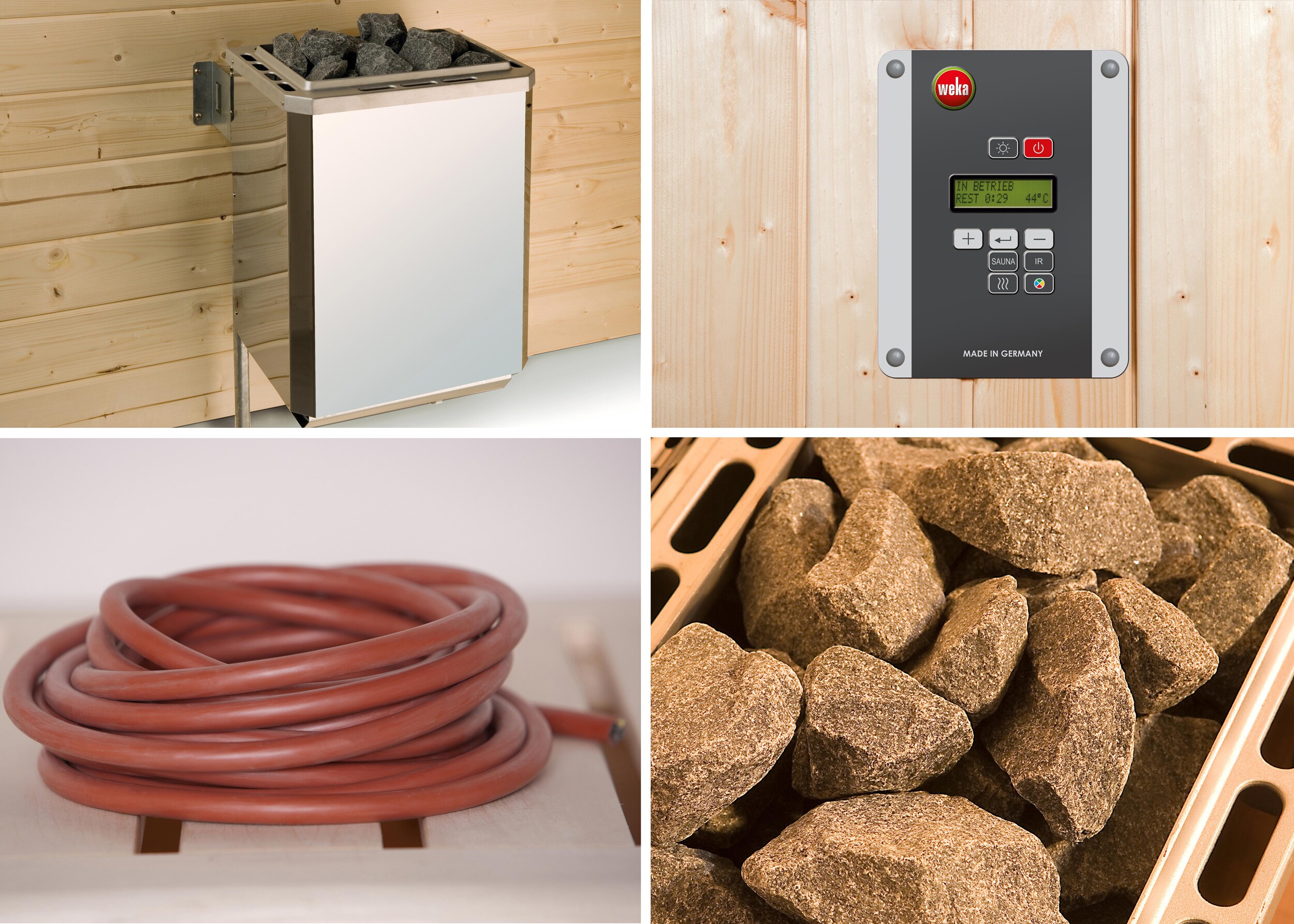 Weka Saunaofenset 4 - 9,0 kW OS mit Ofenanschlu&szlig;kabel 