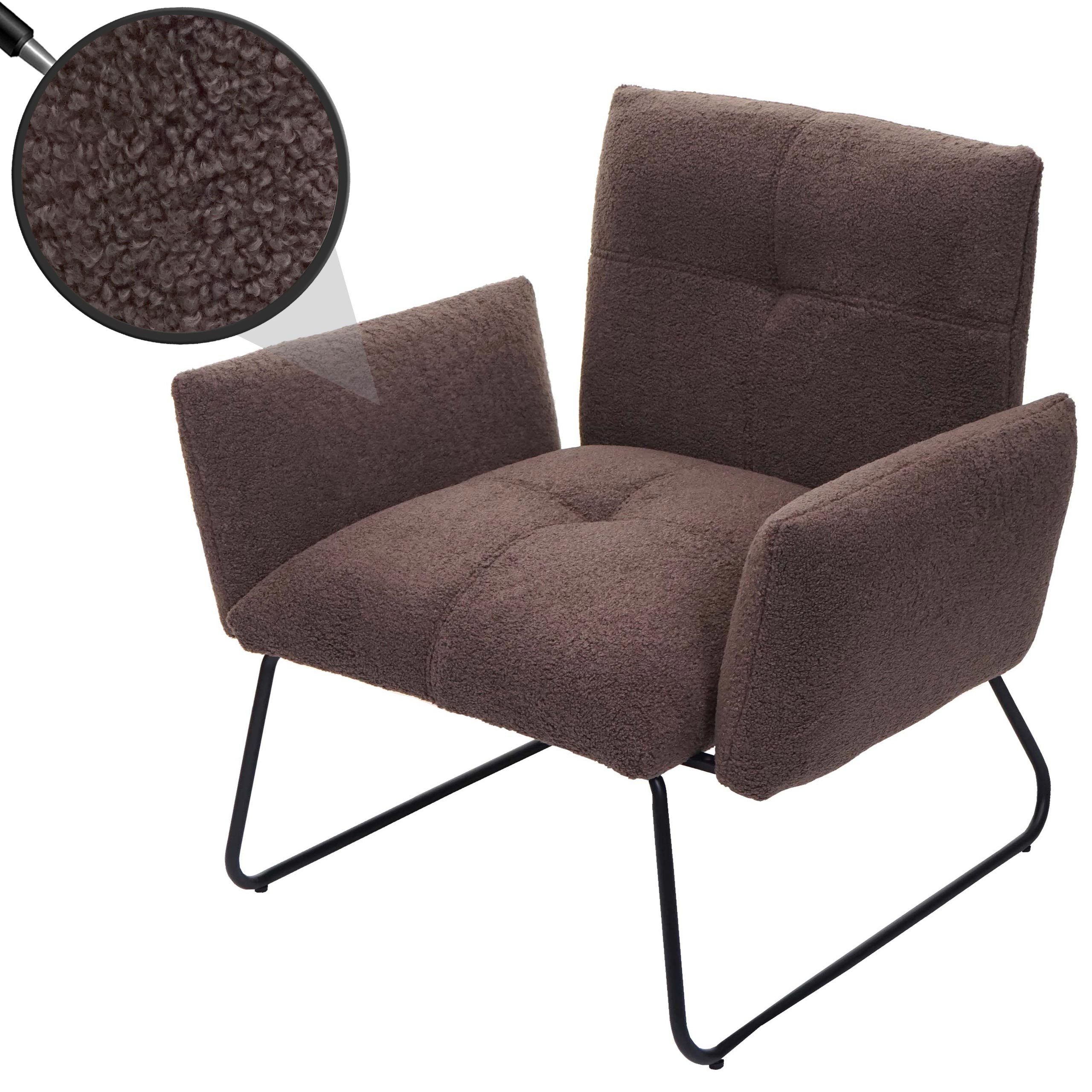 Lounge-Sessel MCW-K34, Cocktailsessel Sessel, Boucl&eacute; Stoff/Textil MVG-zertifiziert ~ braun 