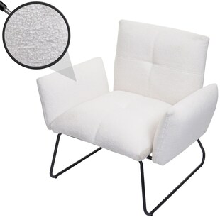 Lounge-Sessel MCW-K34, Cocktailsessel Sessel, Bouclé Stoff/Textil MVG-zertifiziert ~ weiß 