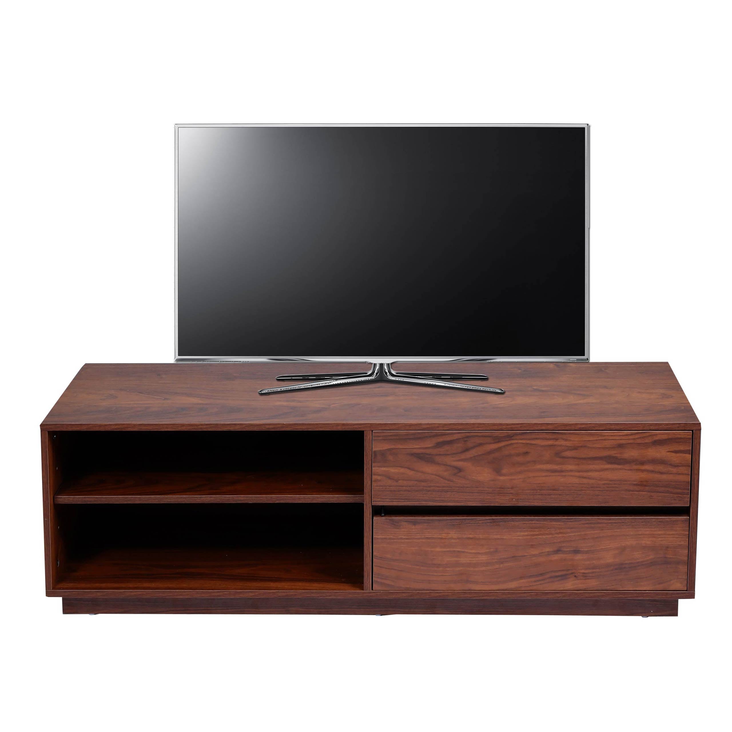 TV-Rack MCW-J78, Fernsehtisch Lowboard Kommode, Schublade, MDF 42x140x40cm ~ Walnuss-Optik 