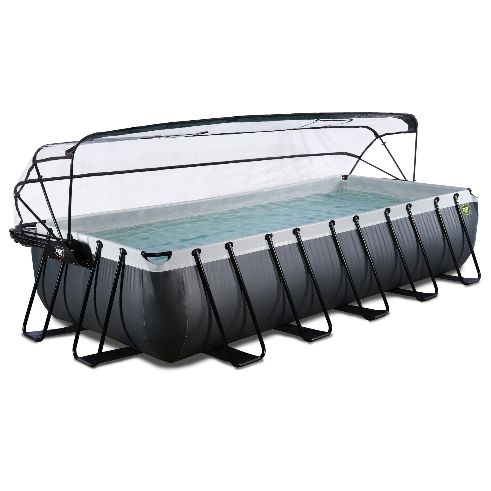 Black Leather Pool 540x250x100cm mit Sandfilterpumpe und Abdeckung - schwarz