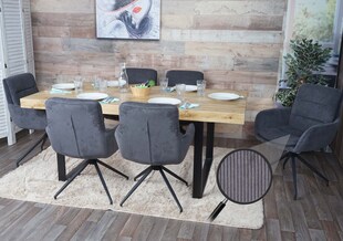 6er-Set Esszimmerstuhl MCW-K32, Küchenstuhl Lehnstuhl Stuhl, drehbar Auto-Position, Stoff/Textil MVG ~ Cord grau 