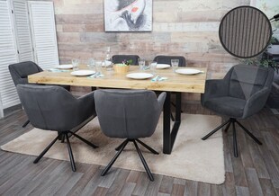 6er-Set Esszimmerstuhl MCW-K33, Küchenstuhl Stuhl, drehbar Auto-Position, Stoff MVG ~ Kord-grau 