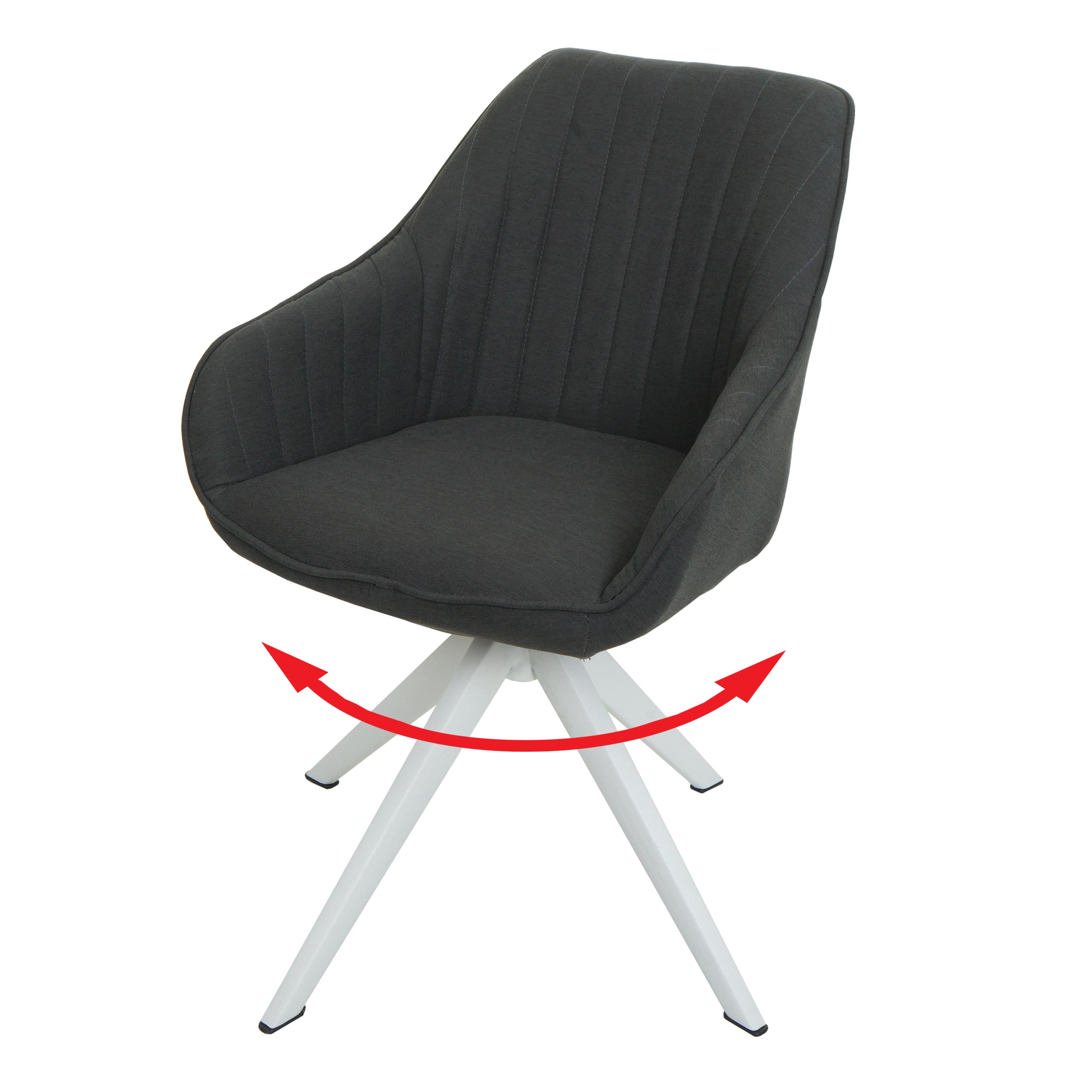 Esszimmerstuhl MCW-K27, K&uuml;chenstuhl Stuhl mit Armlehne, drehbar Stoff/Textil ~ dunkelgrau 