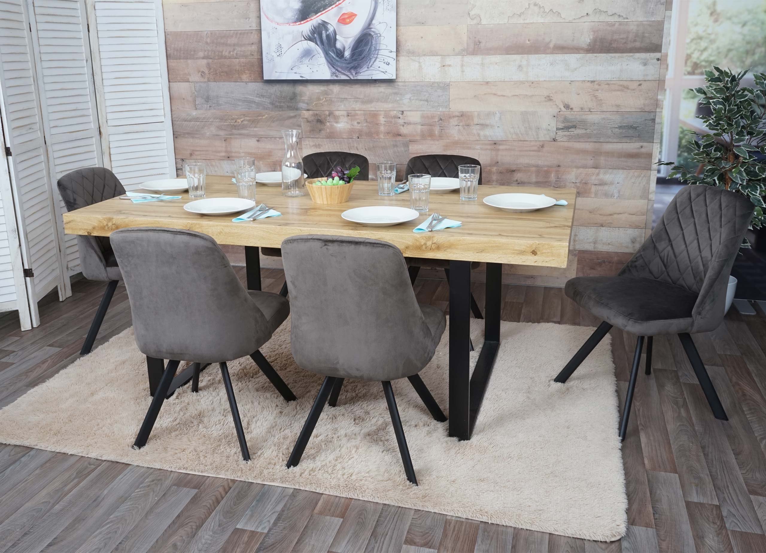 6er-Set Esszimmerstuhl MCW-K25, K&uuml;chenstuhl Lehnstuhl Polsterstuhl, Metall Samt ~ dunkelbraun 