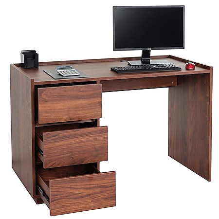 Schreibtisch MCW-J78, Bürotisch Computertisch Arbeitstisch, Schublade, 78x121x60cm ~ Walnuss-Optik 