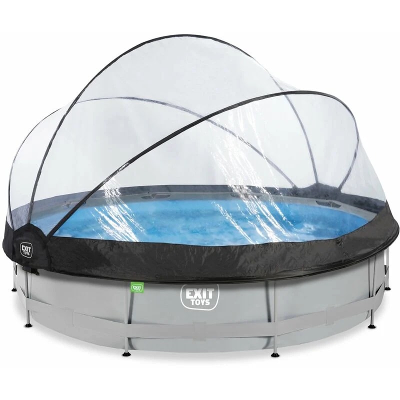 EXIT Soft Grey Pool &oslash;360x76cm mit Filterpumpe und Abdeckung - grau 