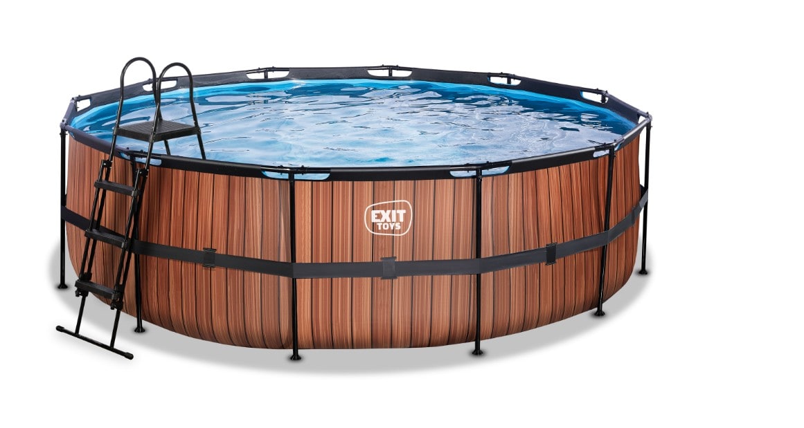 EXIT Wood Pool &oslash;450x122cm mit Filterpumpe - braun 