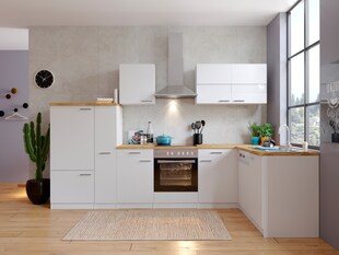 Respekta Winkelküche KBL310WGCG 310cm  Weiß - Weiß 