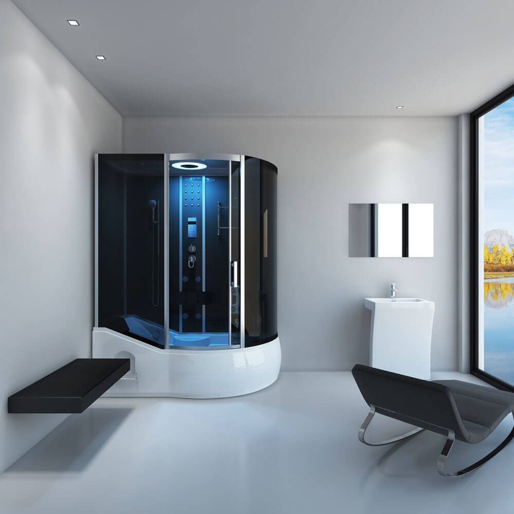 HOME DELUXE Dampfdusche ALLIN 4IN1 - Schwarz Rechts 