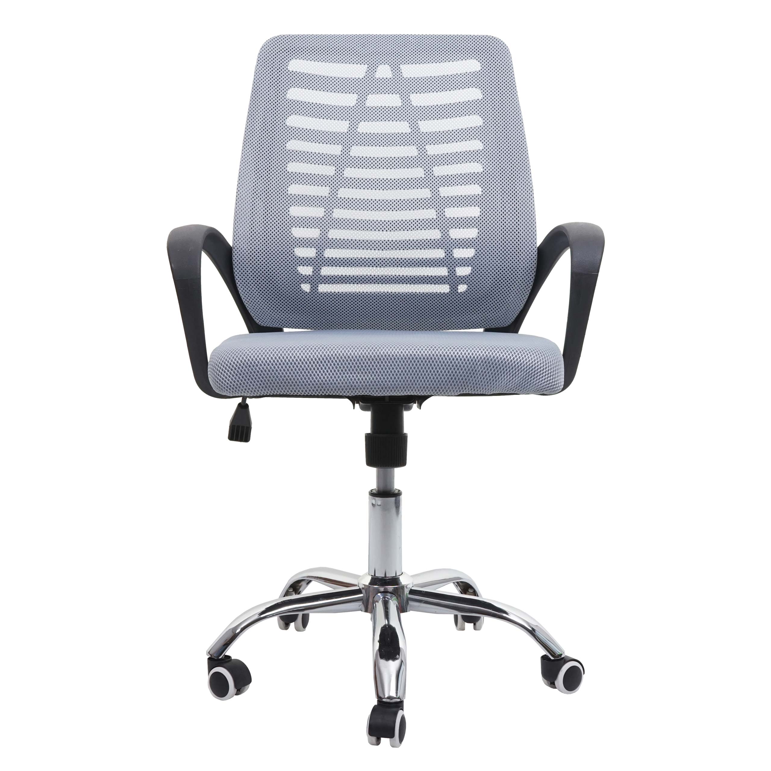 B&uuml;rostuhl MCW-L44, Schreibtischstuhl Computerstuhl, ergonomische R&uuml;ckenlehne, Netzbezug Stoff/Textil ~ grau 