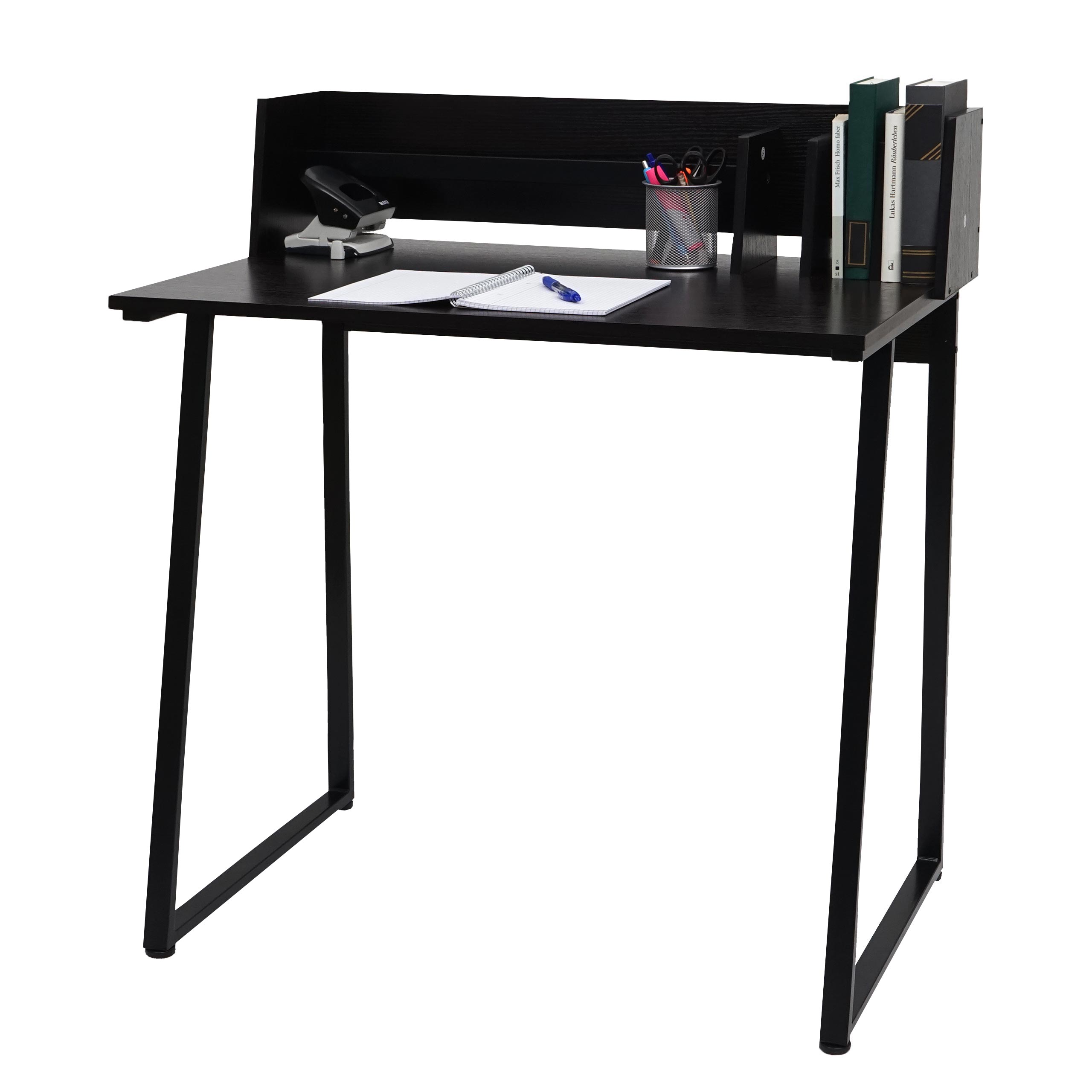 Schreibtisch MCW-K69, Laptoptisch B&uuml;rotisch, 82x51cm 3D-Struktur, Metall MDF ~ schwarz 